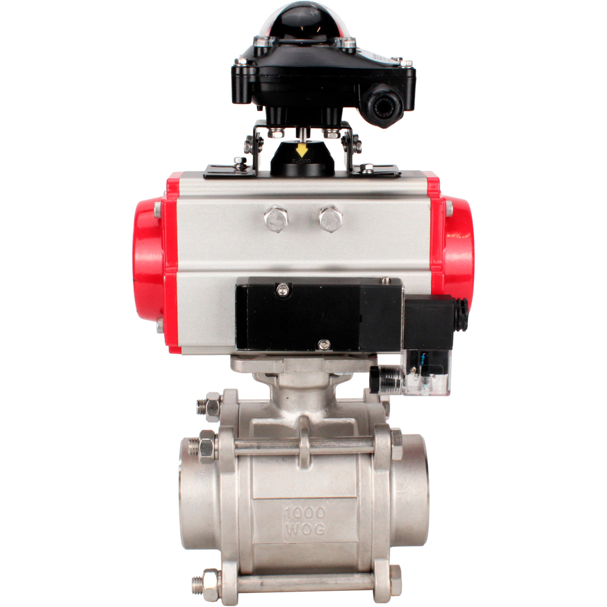 Ball valves Elephant BV3232P(3pc)-FP-W-ISO-H WDVF DN15-32 63 bar full bore, body - 316 stainless steel, seal - PTFE, for welding, with PA-DA pneumatic actuator, pneumatic distributor 4M310-08 NAMUR 220V, LSU APL-210N