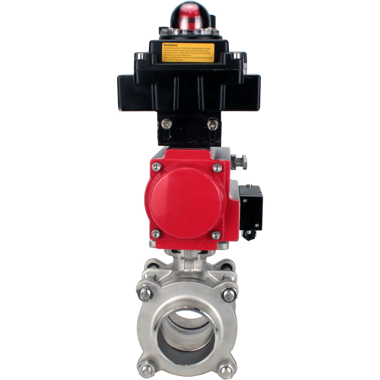 Ball valves Elephant BV3232P(3pc)-FP-W-ISO-H WDVF DN15-32 63 bar full bore, body - 316 stainless steel, seal - PTFE, for welding, with PA-SA pneumatic actuator, pneumatic distributor 4M310-08 NAMUR 220V, LSU APL-410N EX, ATU AFC2000