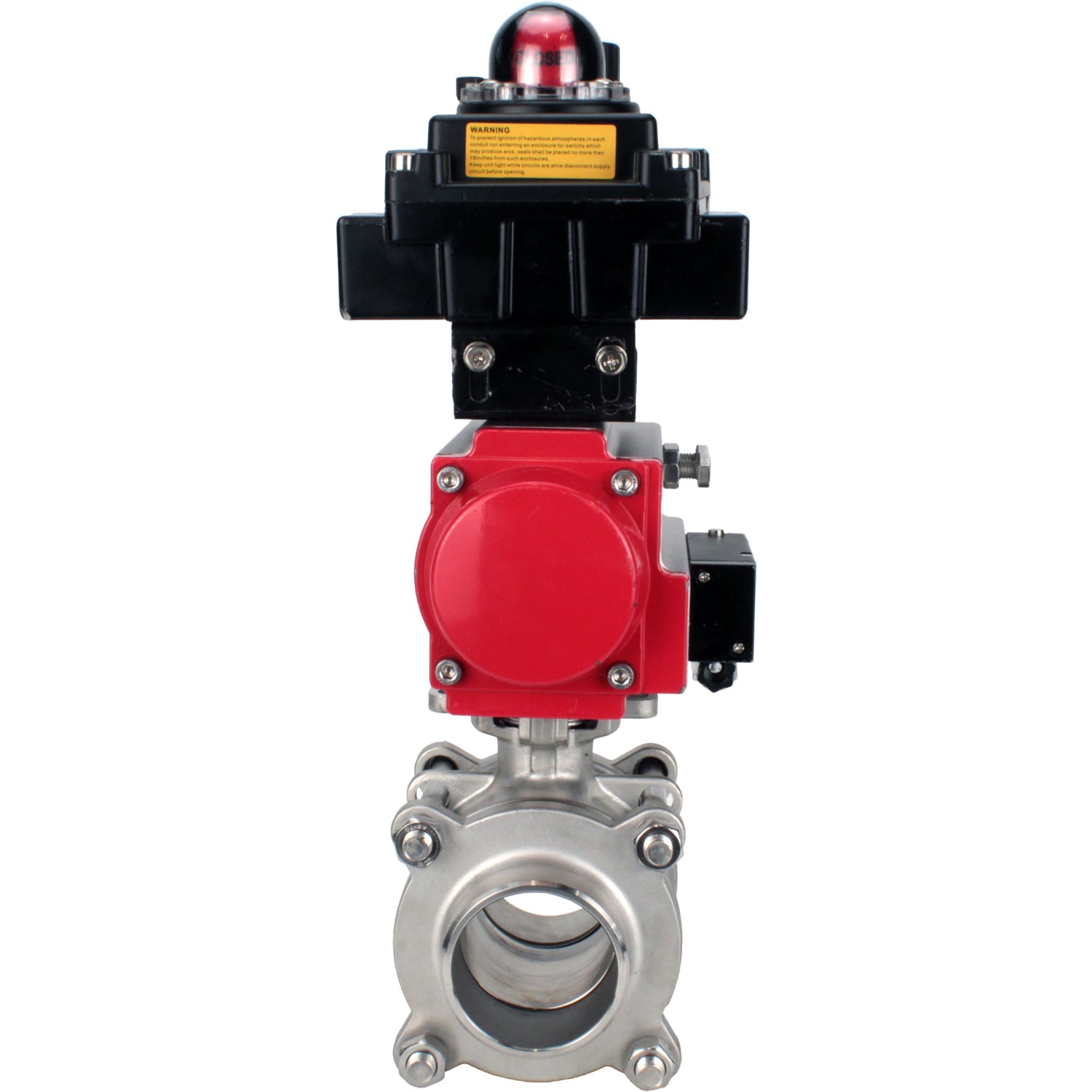 Ball valves Elephant BV3232P(3pc)-FP-W-ISO-H WDVF DN15-32 63 bar full bore, body - 316 stainless steel, seal - PTFE, for welding, with PA-SA pneumatic actuator, pneumatic distributor 4M310-08 NAMUR 220V, LSU APL-410N EX, ATU AFC2000