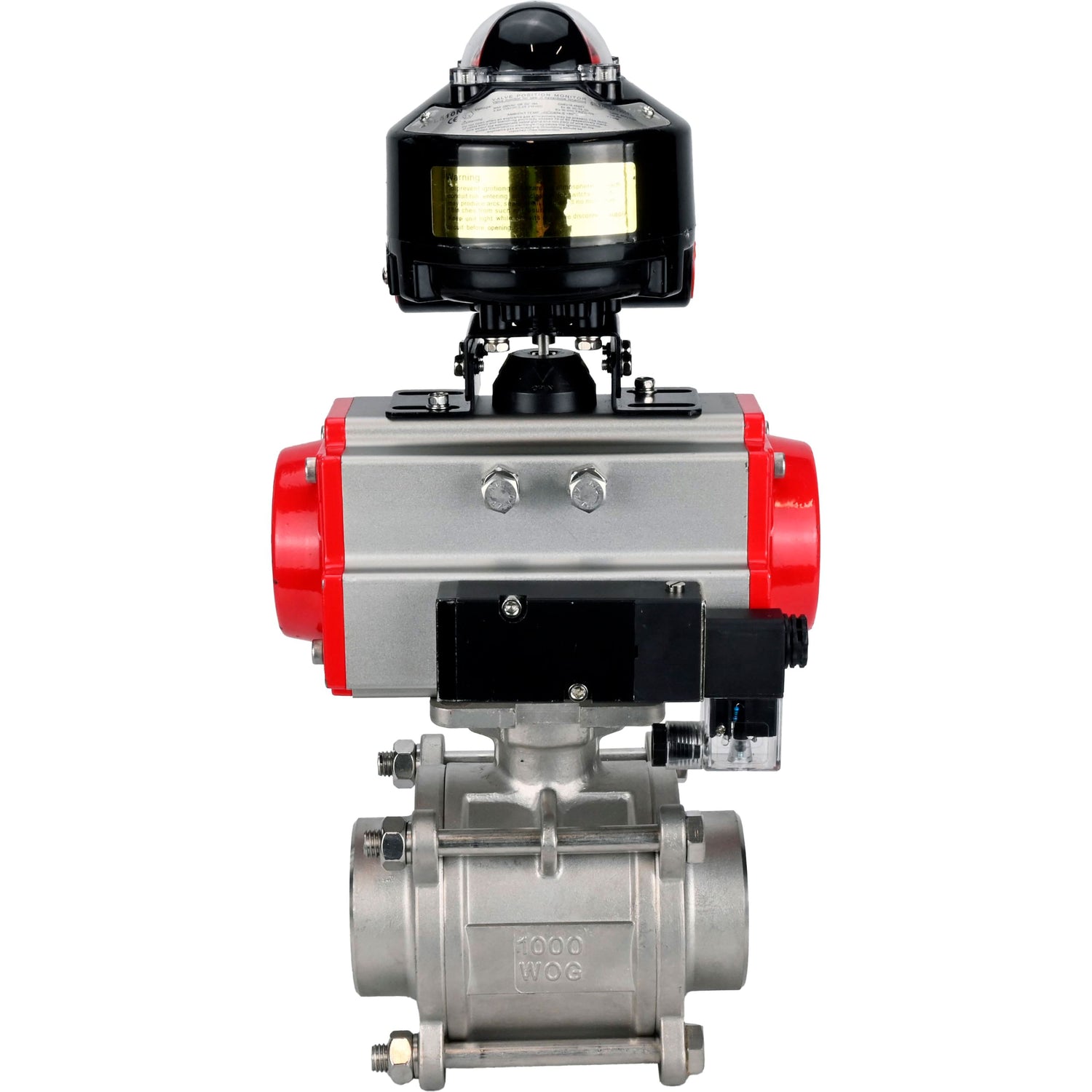 Ball valves Elephant BV3232P(3pc)-FP-W-ISO-H WDVF DN15-32 63 bar full bore, body - 316 stainless steel, seal - PTFE, for welding, with PA-SA pneumatic actuator, pneumatic distributor 4M310-08 NAMUR 24V, LSU APL-510N EX