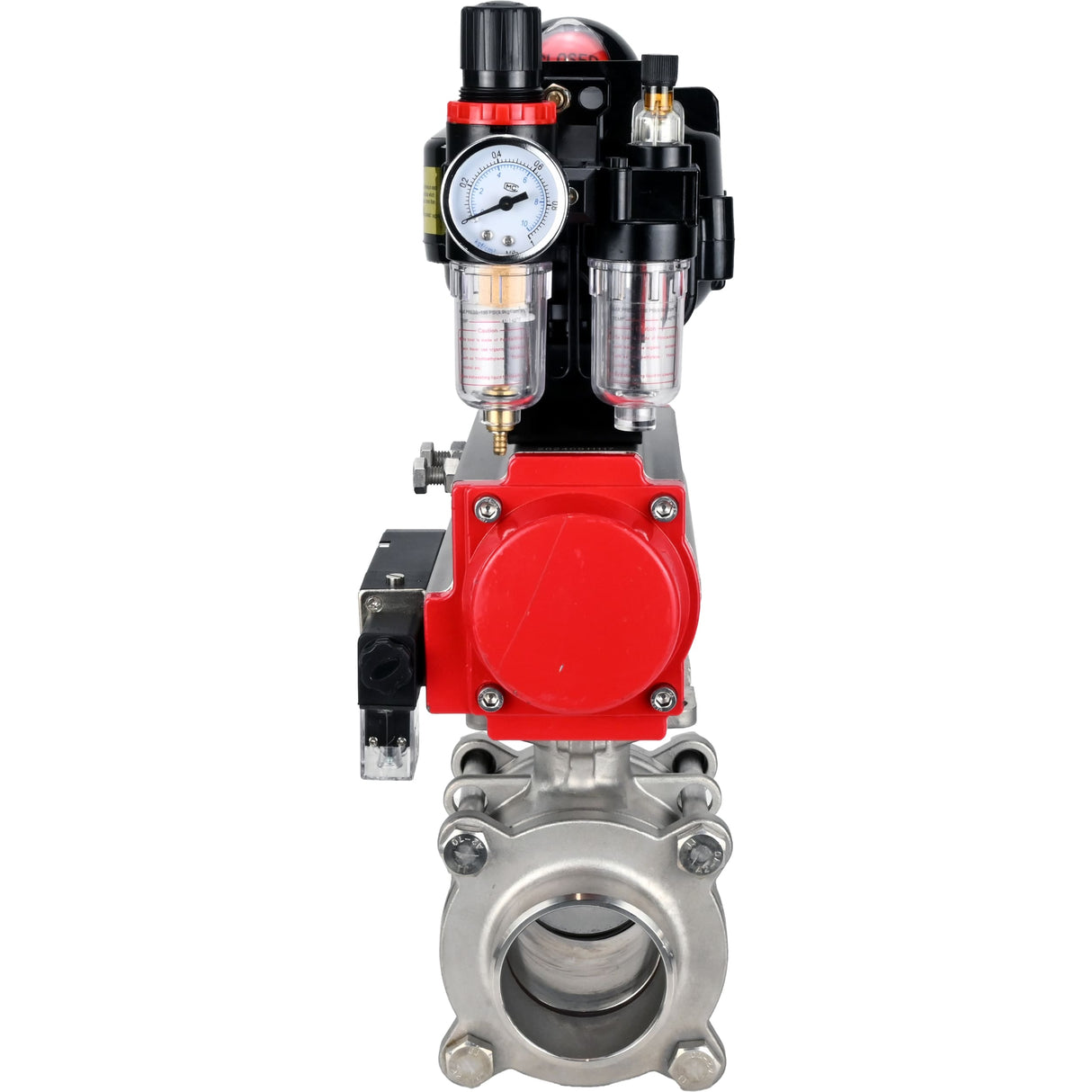 Ball valves Elephant BV3232P(3pc)-FP-W-ISO-H WDVF DN15-32 63 bar full bore, body - 316 stainless steel, seal - PTFE, for welding, with PA-SA pneumatic actuator, pneumatic distributor 4M310-08 NAMUR 24V, LSU APL-510N EX, ATU AFC2000