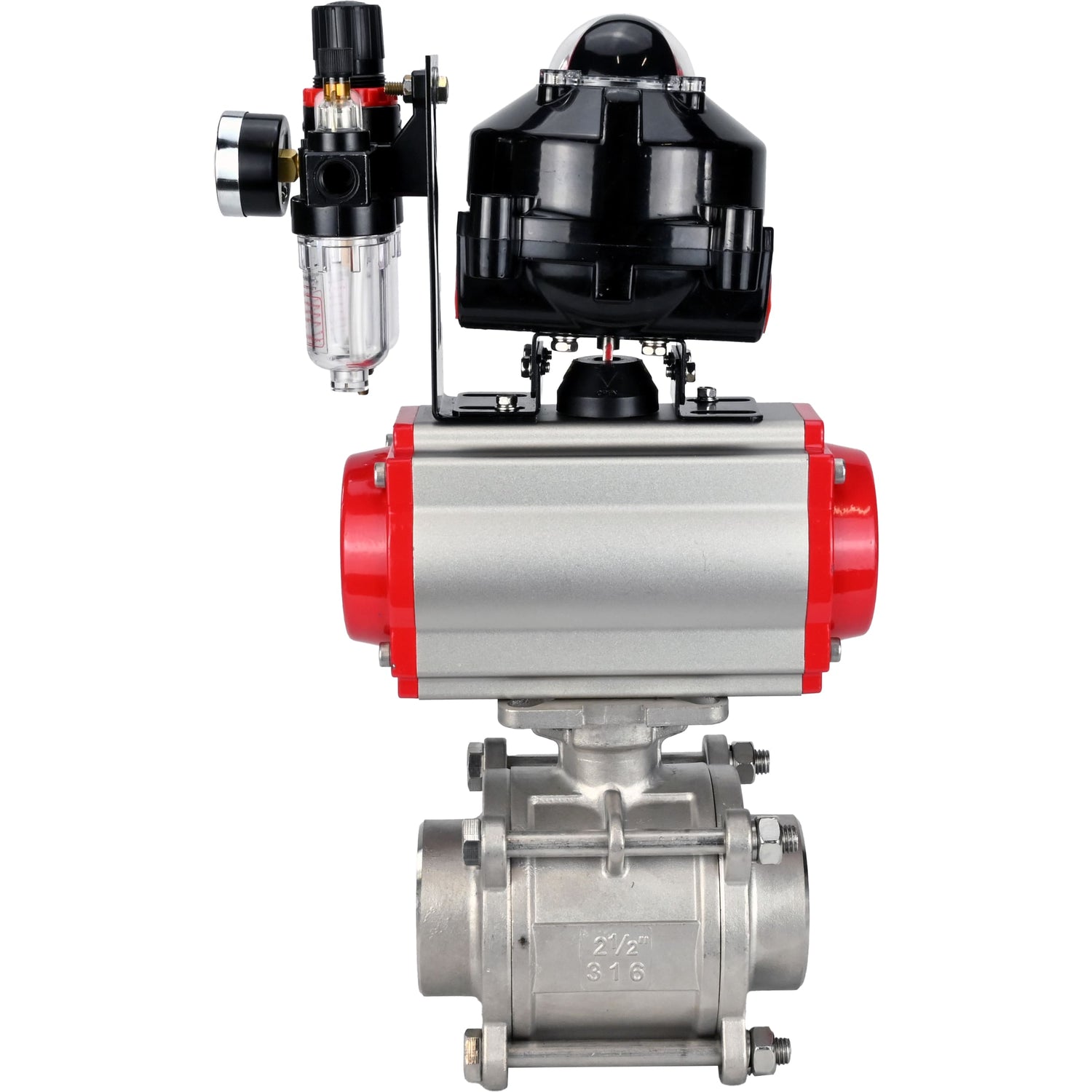 Ball valves Elephant BV3232P(3pc)-FP-W-ISO-H WDVF DN15-32 63 bar full bore, body - 316 stainless steel, seal - PTFE, for welding, with PA-SA pneumatic actuator, pneumatic distributor 4M310-08 NAMUR 24V, LSU APL-510N EX, ATU AFC2000