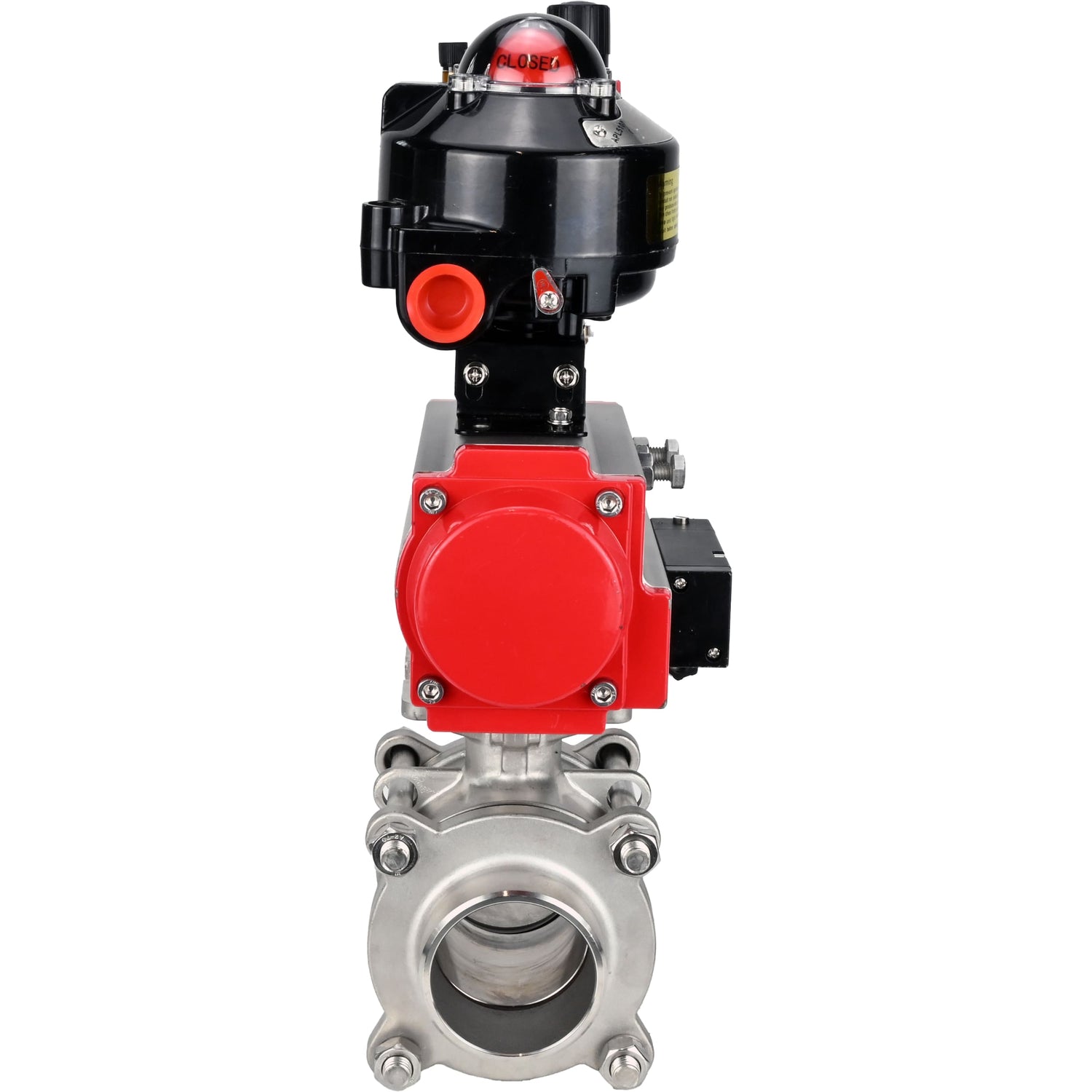 Ball valves Elephant BV3232P(3pc)-FP-W-ISO-H WDVF DN15-32 63 bar full bore, body - 316 stainless steel, seal - PTFE, for welding, with PA-SA pneumatic actuator, pneumatic distributor 4M310-08 NAMUR 24V, LSU APL-510N EX, ATU AFC2000