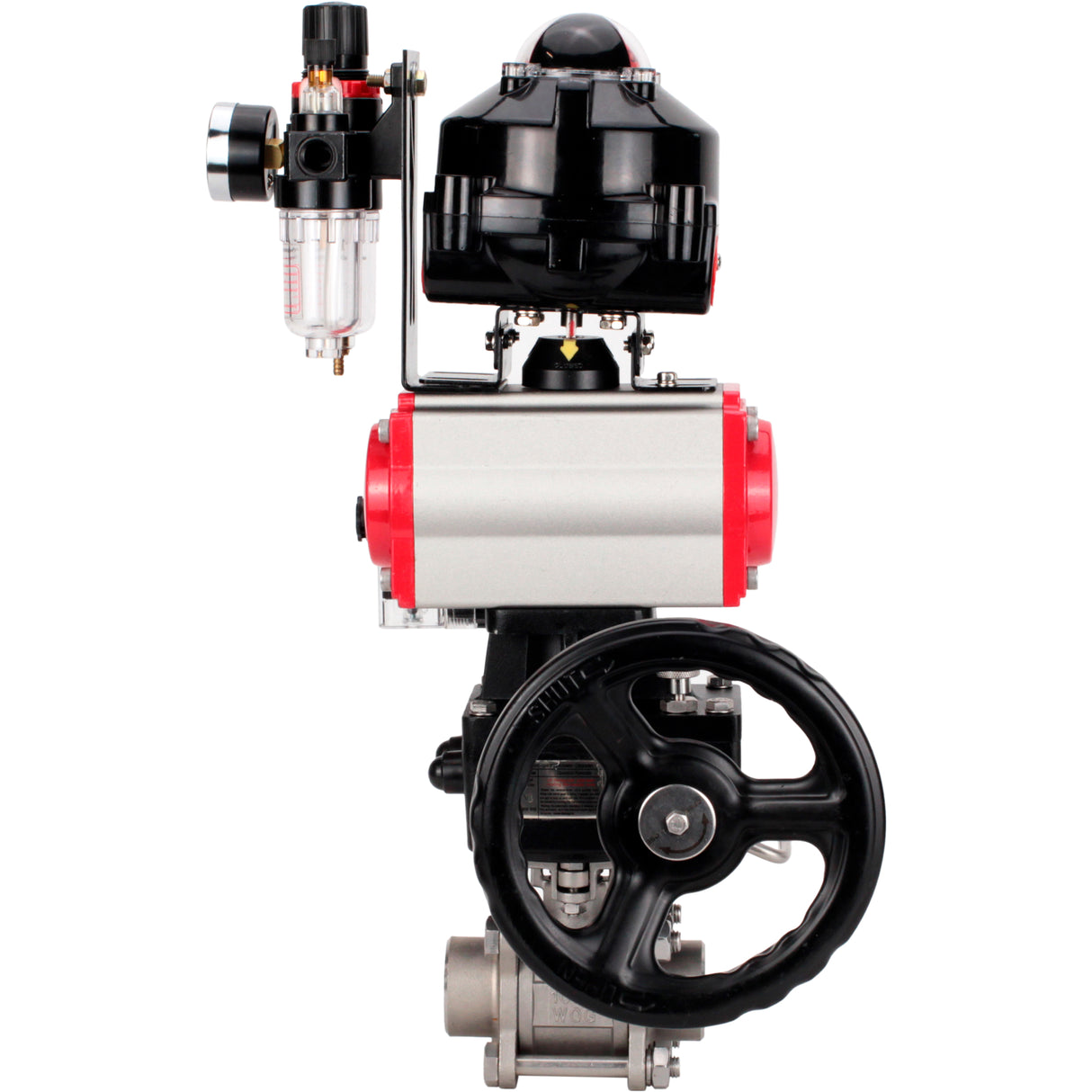 Ball valves Elephant BV3232P(3pc)-FP-W-ISO-H WDVF DN15-32 63 bar full bore, 316 stainless steel, PTFE, for welding, with PA-DA pneumatic actuator, pneumatic distributor 4M310-08 NAMUR 24V, LSU APL-510N EX, manual backup for MON, ATU AFC2000