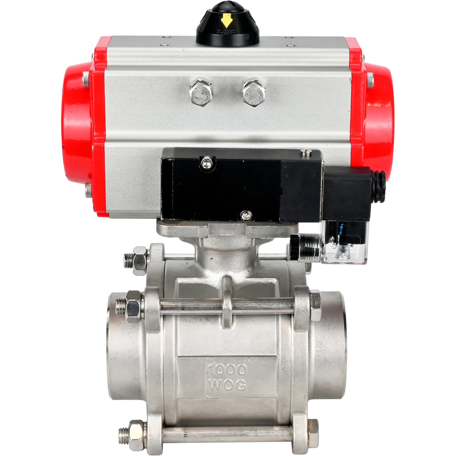Ball valves Elephant BV3232P(3pc)-FP-W-ISO-H WDVF DN15-32 63 bar full bore, body - 316 stainless steel, seal - PTFE, for welding, with PA-DA pneumatic actuator, pneumatic distributor 4M310-08 NAMUR 220V