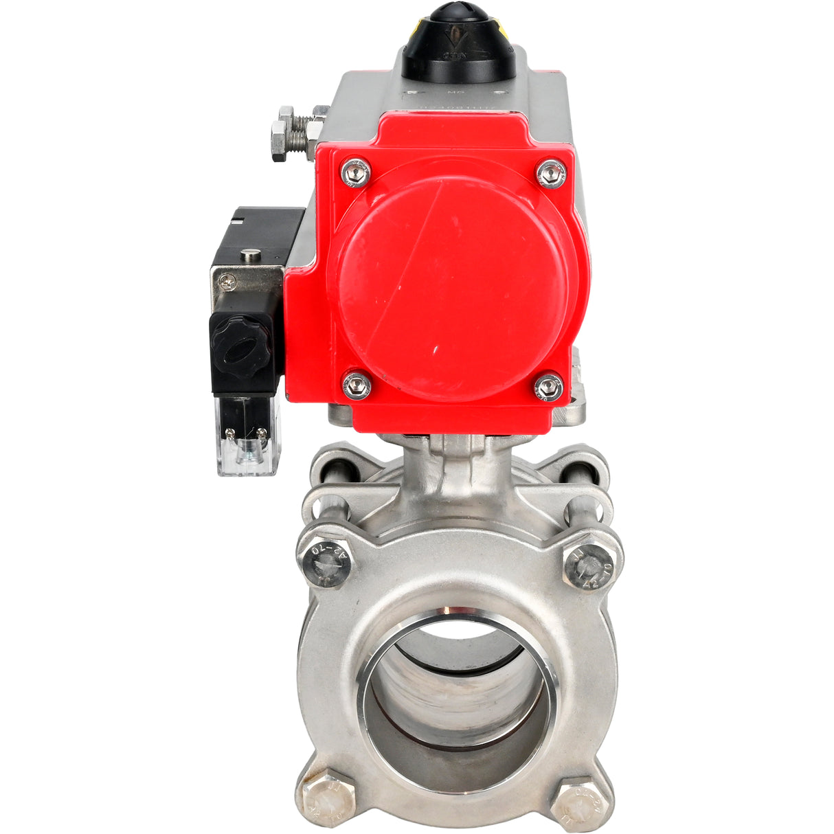 Ball valves Elephant BV3232P(3pc)-FP-W-ISO-H WDVF DN15-32 63 bar full bore, body - 316 stainless steel, seal - PTFE, for welding, with PA-DA pneumatic actuator, pneumatic distributor 4M310-08 NAMUR 220V