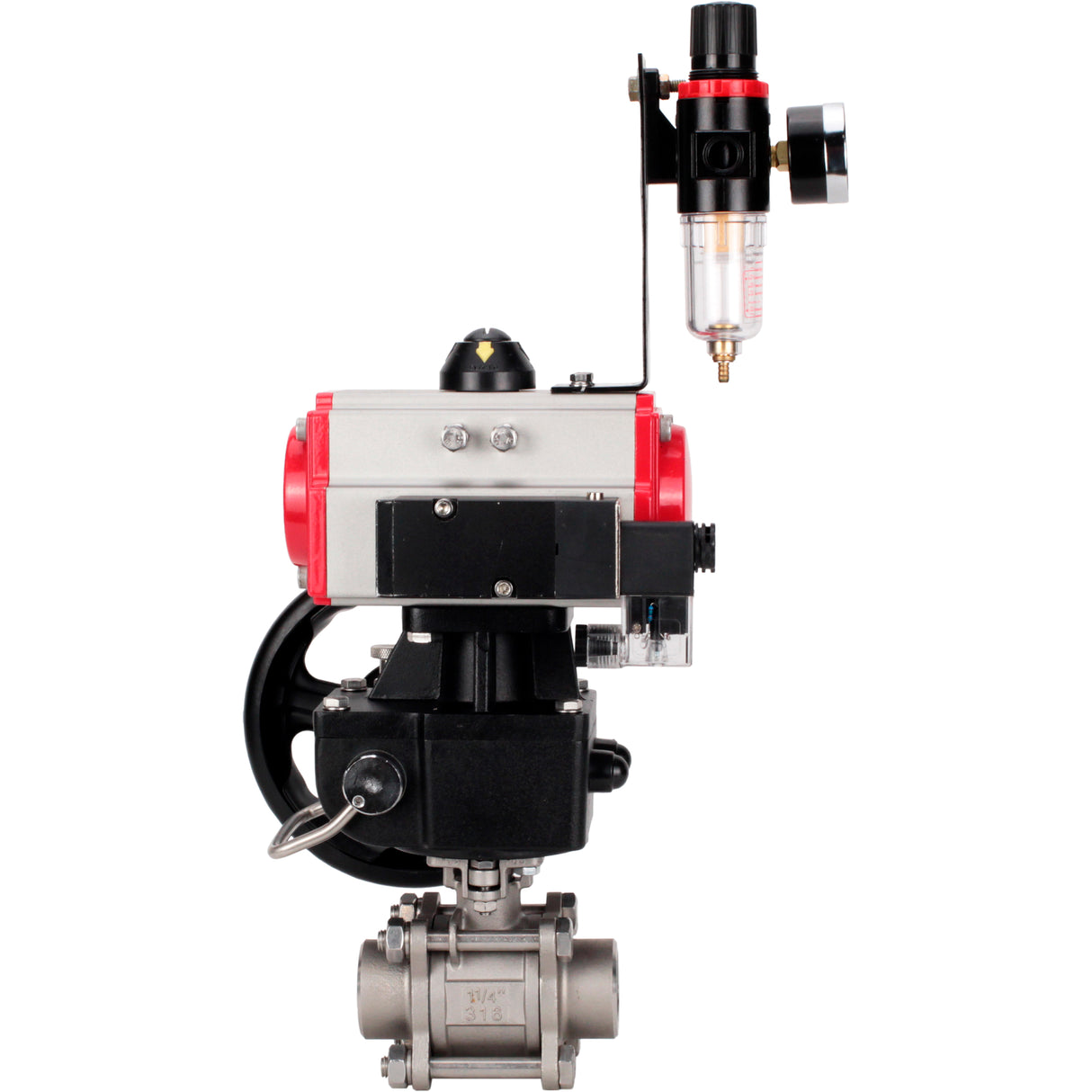 Ball valves Elephant BV3232P(3pc)-FP-W-ISO-H WDVF DN15-32 63 bar full bore, 316 stainless steel, seal - PTFE, for welding, with PA-DA pneumatic actuator, pneumatic distributor 4M310-08 NAMUR 24V, manual backup for MON, ATU AFC2000