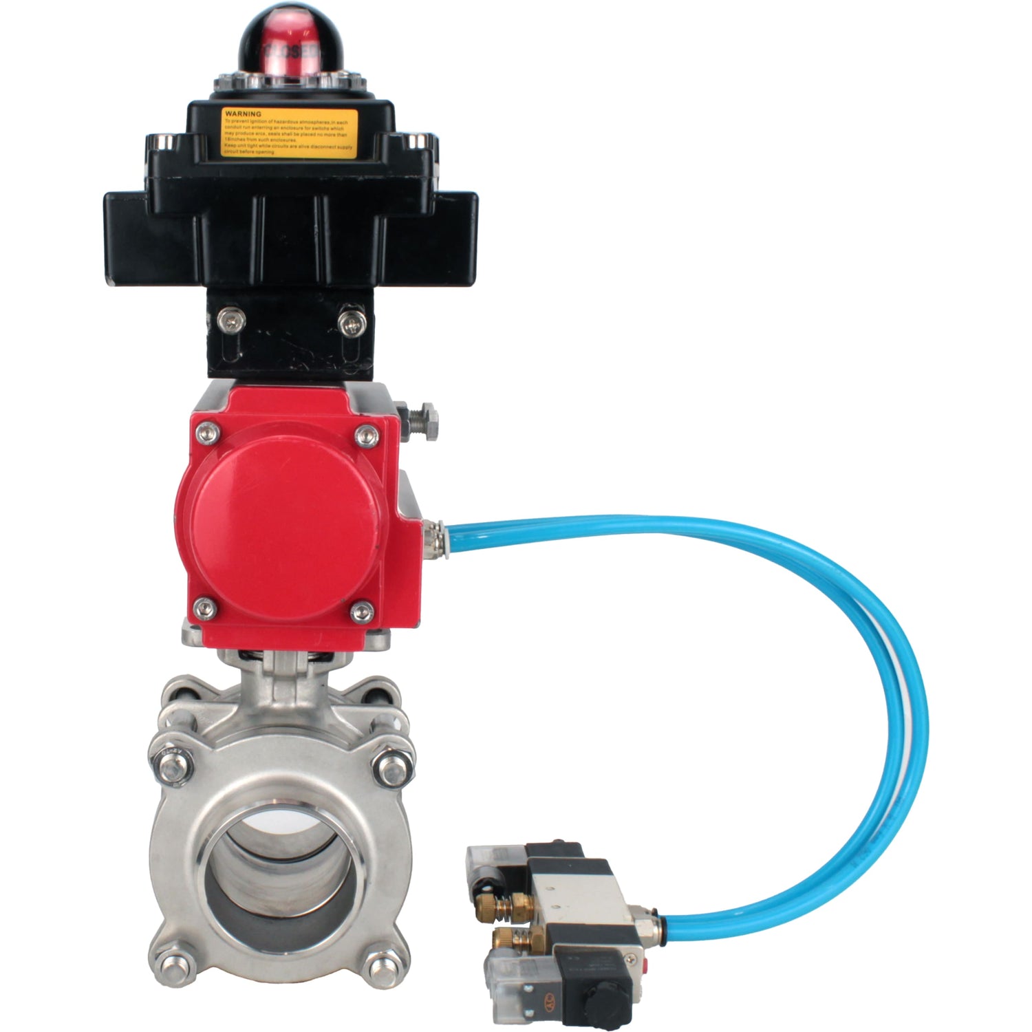 Ball valves Elephant BV3232P(3pc)-FP-W-ISO-H WDVF DN15-32 63 bar full bore, body - 316 stainless steel, seal - PTFE, for welding, with PA-SA pneumatic actuator, pneumatic distributor 4V320-08 220V, LSU APL-410N EX