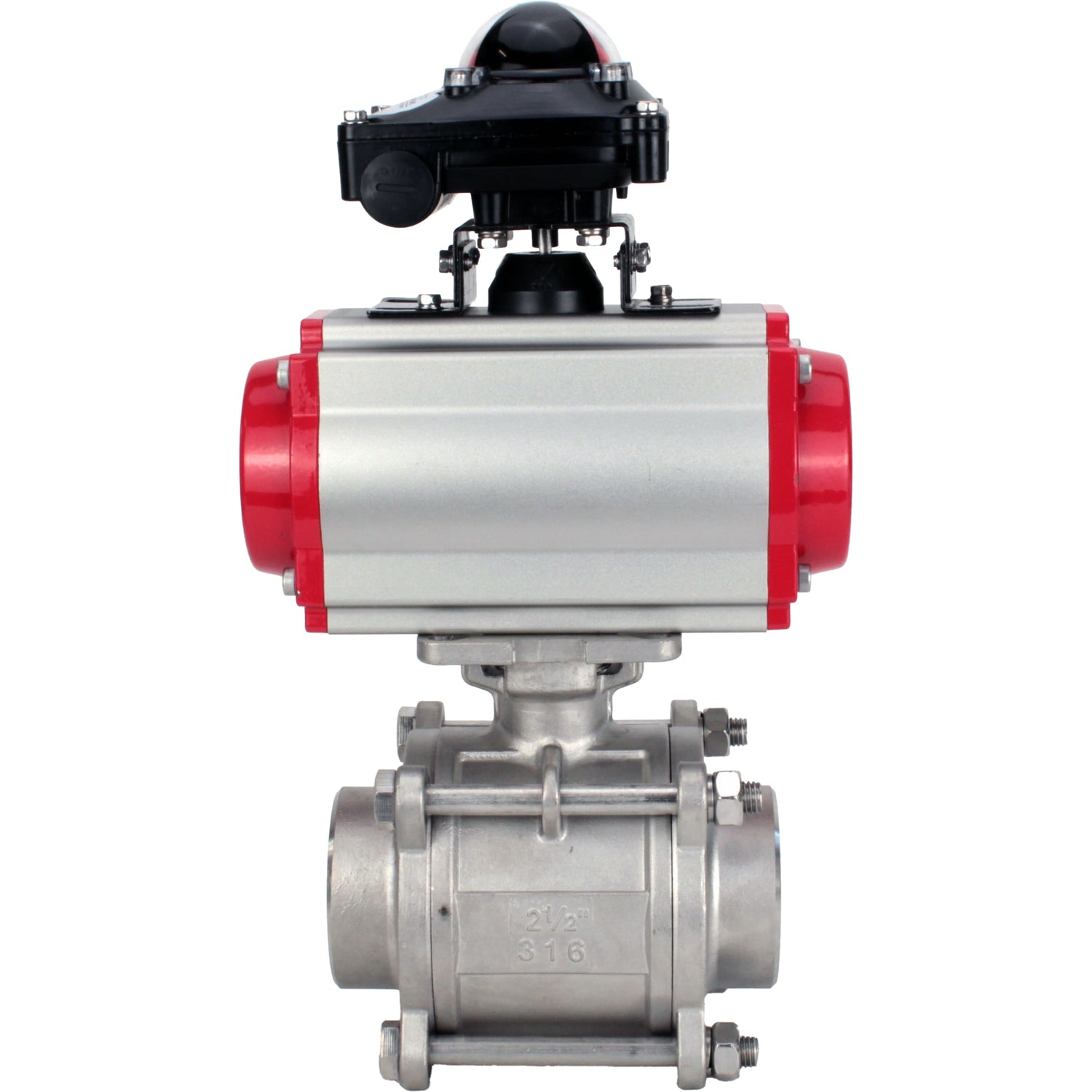 Ball valves Elephant BV3232P(3pc)-FP-W-ISO-H WDVF DN15-32 63 bar full bore, body - 316 stainless steel, seal - PTFE, for welding, with PA-SA pneumatic actuator, LSU APL-210N