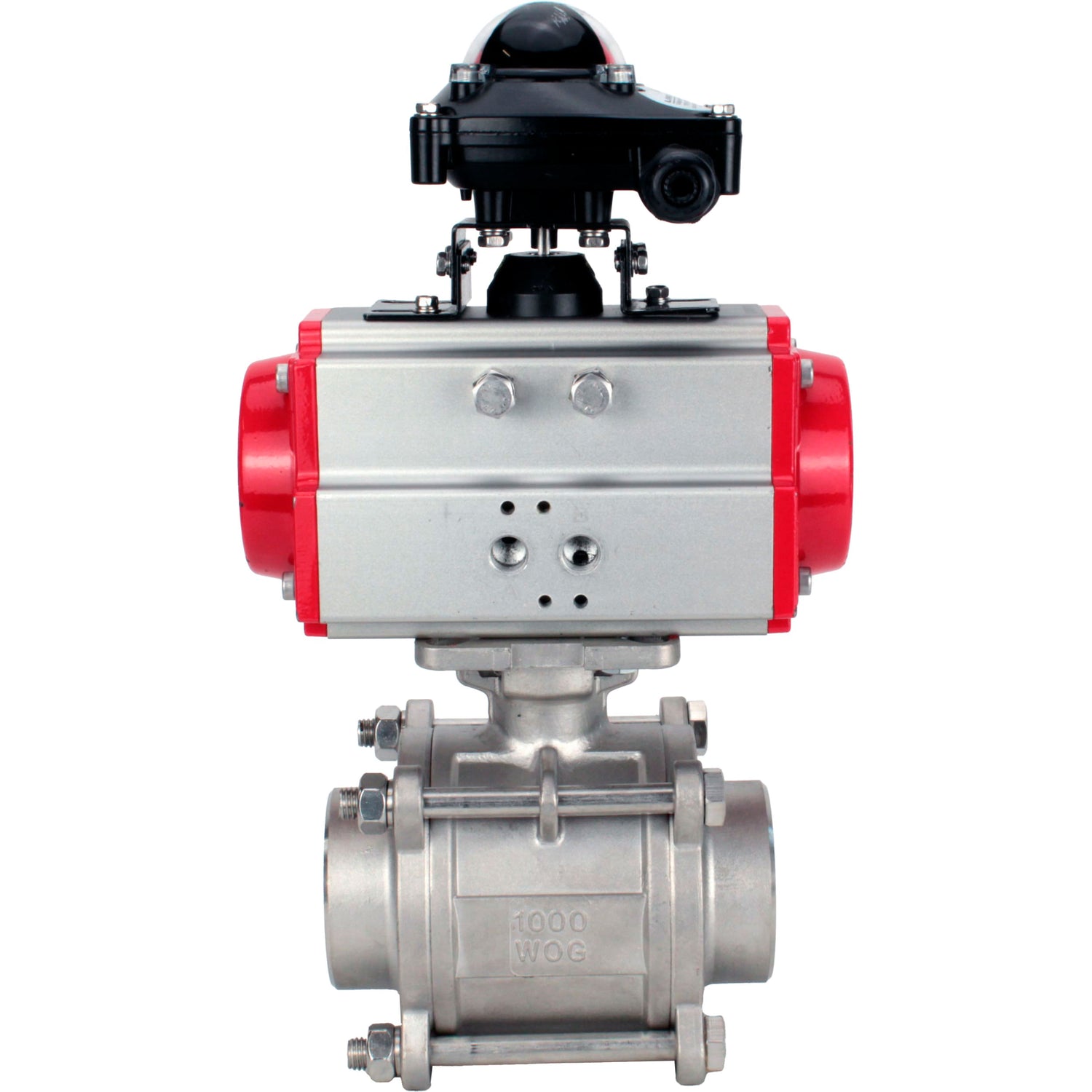 Ball valves Elephant BV3232P(3pc)-FP-W-ISO-H WDVF DN15-32 63 bar full bore, body - 316 stainless steel, seal - PTFE, for welding, with PA-SA pneumatic actuator, LSU APL-210N