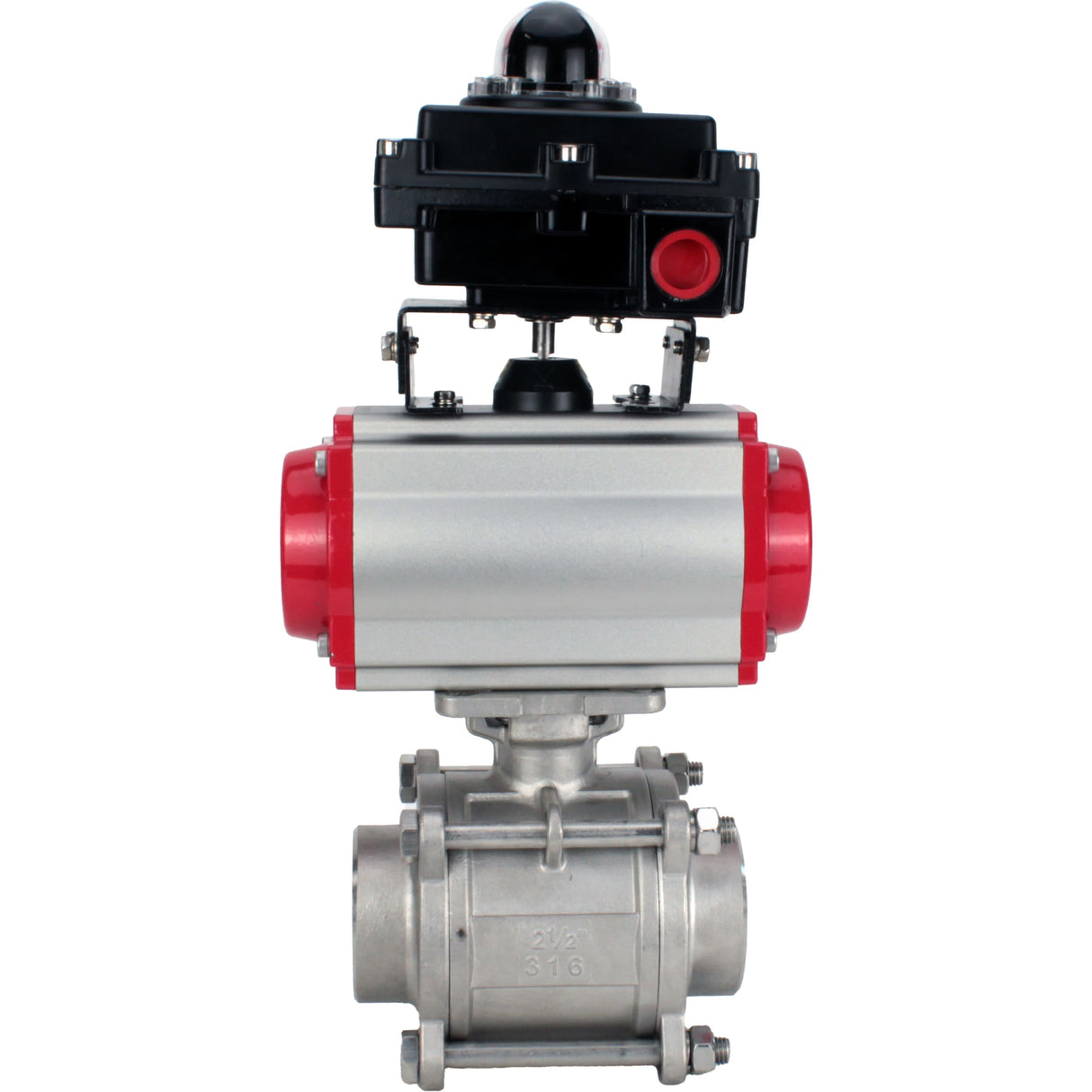 Ball valves Elephant BV3232P(3pc)-FP-W-ISO-H WDVF DN15-32 63 bar full bore, body - 316 stainless steel, seal - PTFE, for welding, with PA-DA pneumatic actuator, LSU APL-410N EX