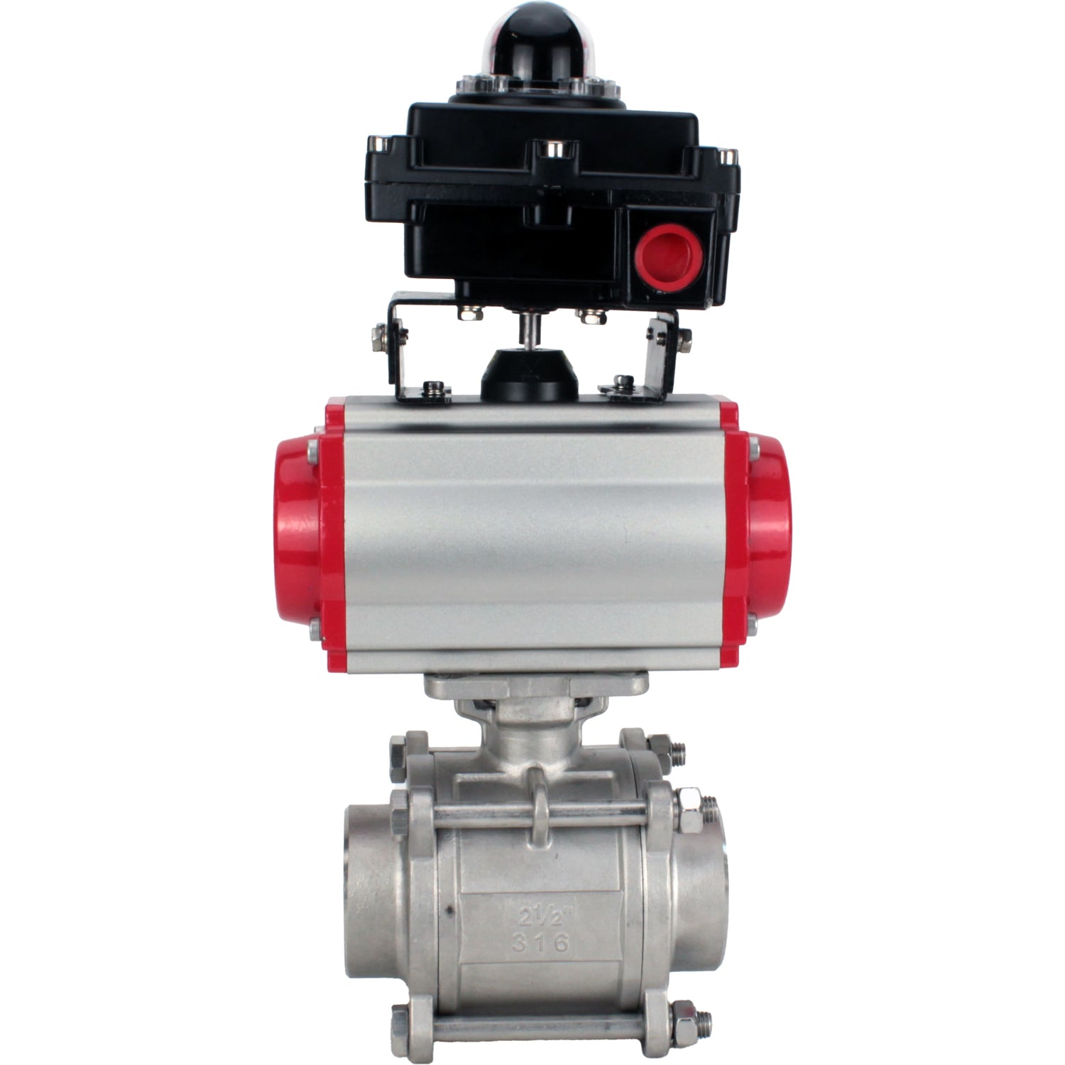 Ball valves Elephant BV3232P(3pc)-FP-W-ISO-H WDVF DN15-32 63 bar full bore, body - 316 stainless steel, seal - PTFE, for welding, with PA-DA pneumatic actuator, LSU APL-410N EX
