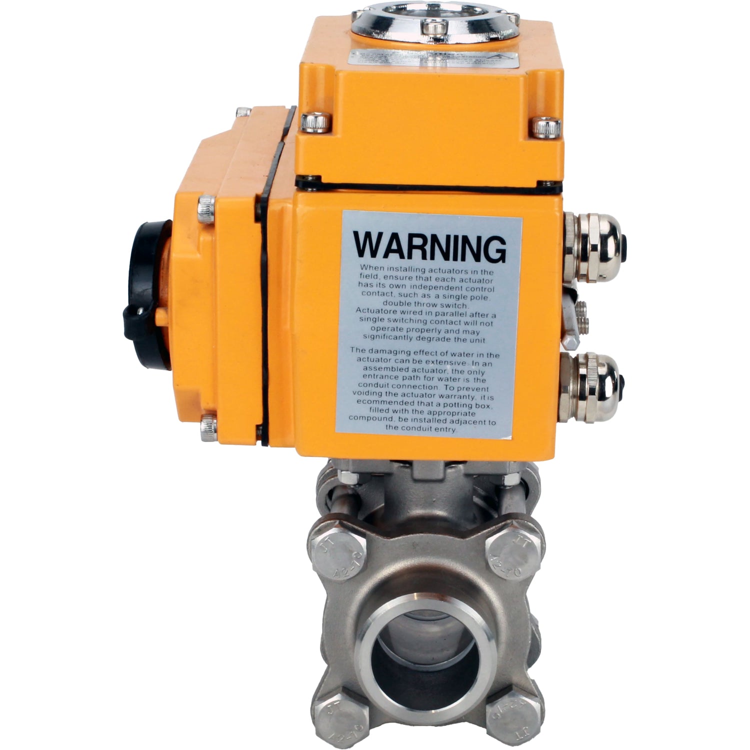 Ball valves Elephant BV3232P(3pc)-FP-W-ISO-H WDVF DN15-32 63 bar full bore, body - 316 stainless steel, seal - PTFE, for welding, with a 1/4-turn electric drive Elephant QT-N-EM-O1-24VDC-U1