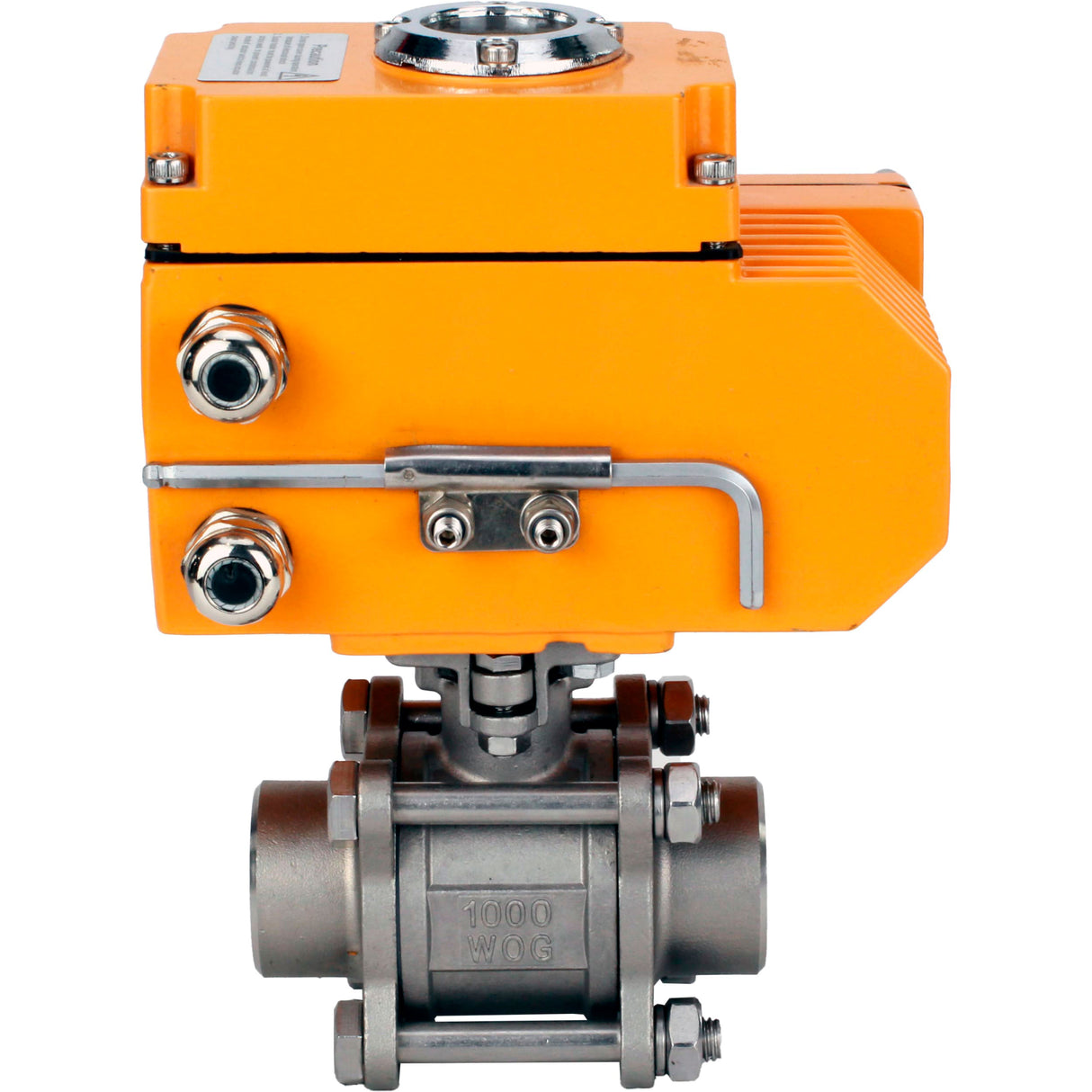 Ball valves Elephant BV3232P(3pc)-FP-W-ISO-H WDVF DN15-32 63 bar full bore, body - 316 stainless steel, seal - PTFE, for welding, with a 1/4-turn electric drive Elephant QT-N-EM-O1-24VDC-U1