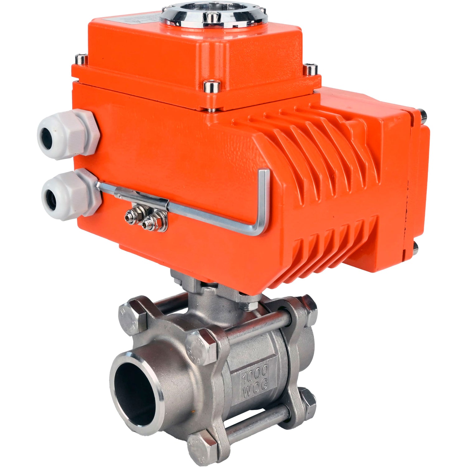 Ball valves Elephant BV3232P(3pc)-FP-W-ISO-H WDVF DN15-32 63 bar full bore, body - 316 stainless steel, seal - PTFE, for welding, with a 1/4-turn electric drive Elephant QT-N-EM-O1-24VDC-U1 HARK