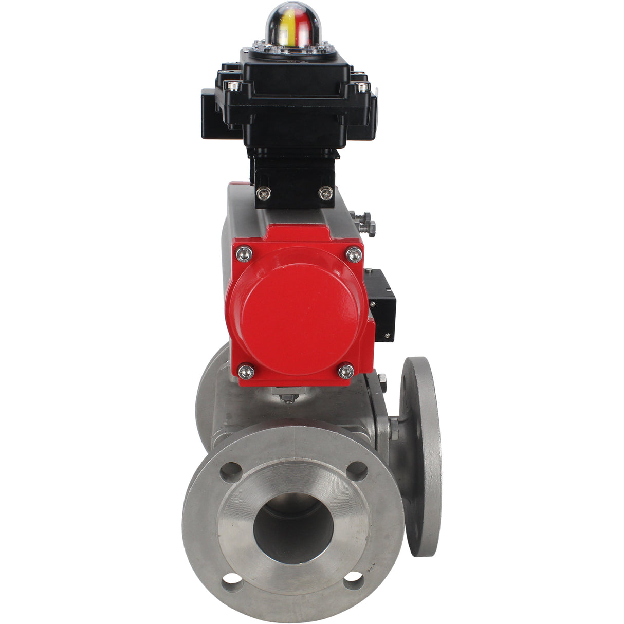 Ball valves Elephant BV3232P(4pc)-FP-3WL-F-ISO-H 16 bar full bore, flanged, body - stainless steel SS316, ISO flange F03/F04-F10/F12, square 9x9-19x19, with pneumatic drive PA-DA, pneumatic distributor 4M310-08 NAMUR 24V and LSU APL-410N EX