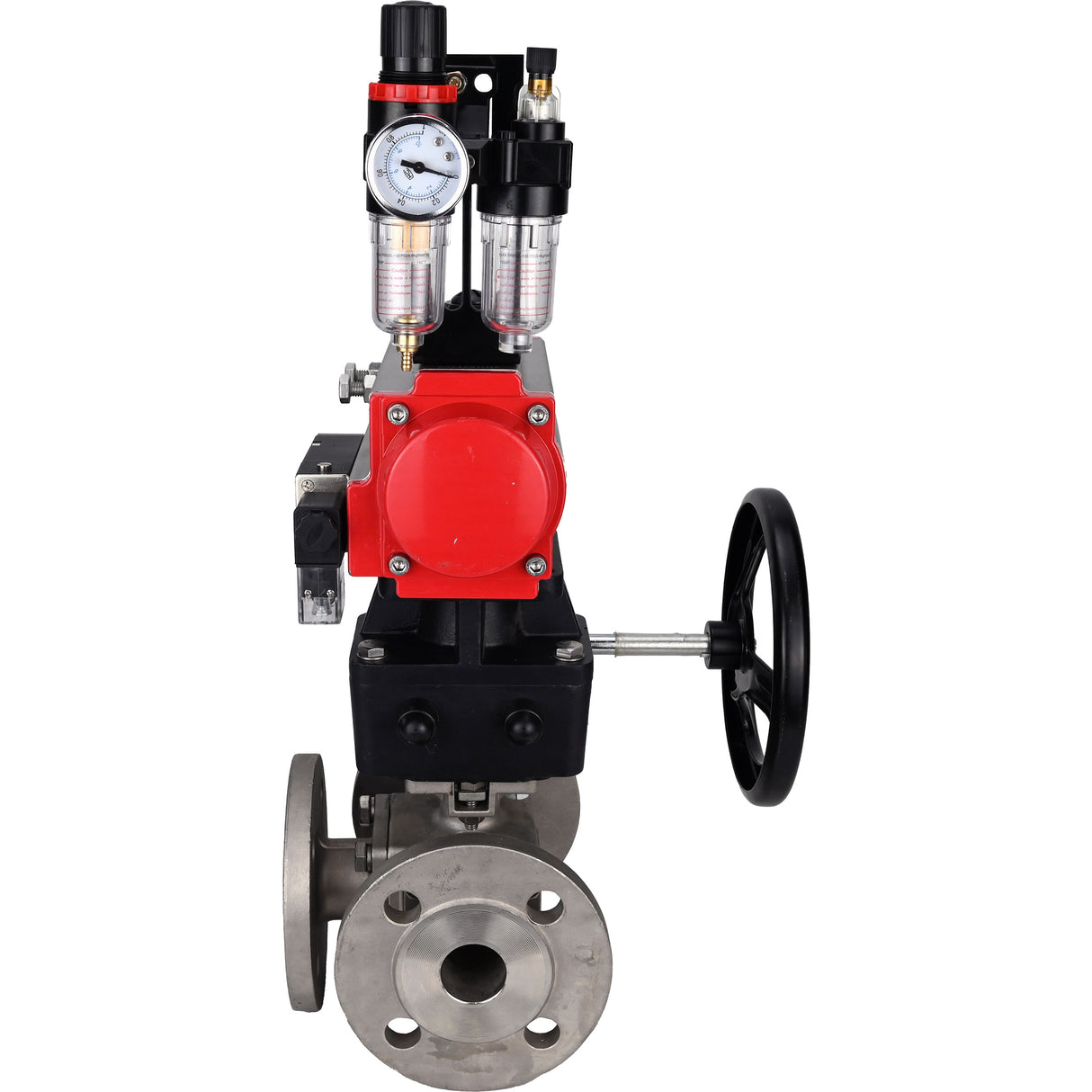 Ball valves Elephant BV3232P(4pc)-FP-3WL-F-ISO-H 16 bar full bore, flanged, body - stainless steel SS316, ISO flange F03/F04-F10/F12, square 9x9-19x19, with pneumatic drive PA-DA, mon/distribution 4M310-08 NAMUR 220V, Doubler MON3-700-T38-ISO and ATU AFC