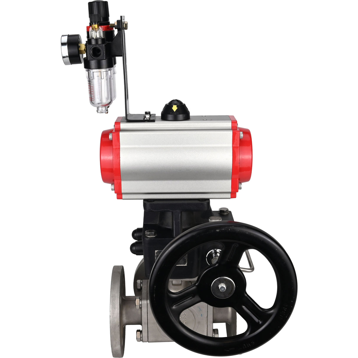 Ball valves Elephant BV3232P(4pc)-FP-3WL-F-ISO-H 16 bar full bore, flanged, body - stainless steel SS316, ISO flange F03/F04-F10/F12, square 9x9-19x19, with pneumatic drive PA-DA, mon/distribution 4M310-08 NAMUR 220V, Doubler MON3-700-T38-ISO and ATU AFC