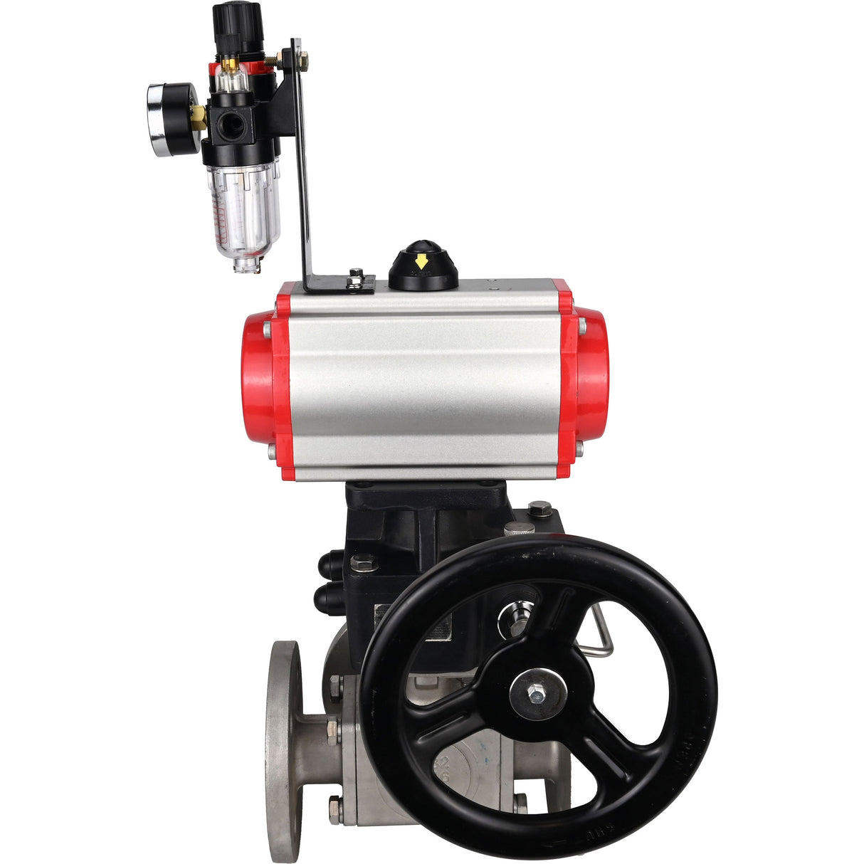 Ball valves Elephant BV3232P(4pc)-FP-3WL-F-ISO-H 16 bar full bore, flanged, body - stainless steel SS316, ISO flange F03/F04-F10/F12, square 9x9-19x19, with pneumatic drive PA-DA, mon/distribution 4M310-08 NAMUR 220V, Doubler MON3-700-T38-ISO and ATU AFC