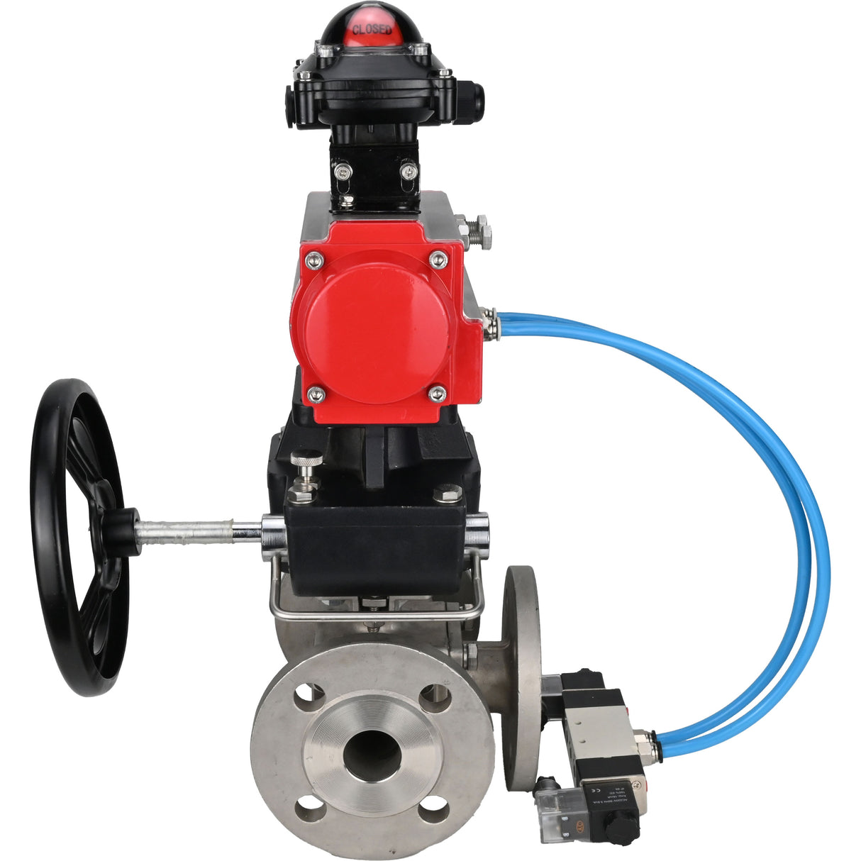 Ball valves Elephant BV3232P(4pc)-FP-3WL-F-ISO-H 16 bar full bore, flanged, body - stainless steel SS316, ISO flange F03/F04-F10/F12, square 9x9-19x19, with pneumatic drive PA-DA, mon/distribution 4V320-8 220V, LSU APL-210N and Doubler MON3-700-T38