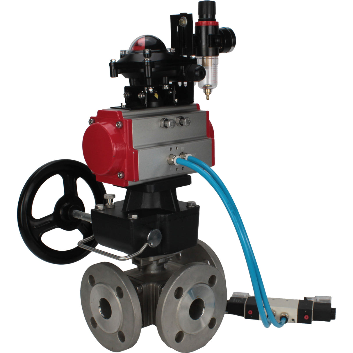 Ball valves Elephant BV3232P(4pc)-FP-3WL-F-ISO-H 16 bar full bore, flanged, body - stainless steel SS316, ISO flange F03/F04-F10/F12, square 9x9-19x19, s Mon/drive PA-DA, mon/distribution 4V320-10 220V, LSU APL-210N, Doubler MON3-700-T38-ISO and ATU A