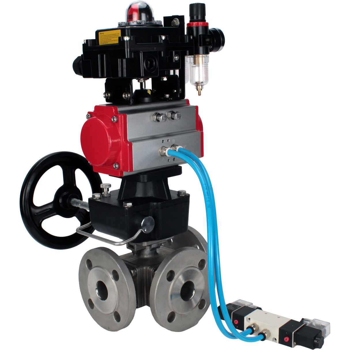 Ball valves Elephant BV3232P(4pc)-FP-3WL-F-ISO-H 16 bar full bore, flanged, body - stainless steel SS316, ISO flange F03/F04-F10/F12, square 9x9-19x19, s mon/drive PA-DA, mon/distribution 4V320-10 220V, LSU APL-410N EX, backup MON3-700-T38-ISO and ATU A