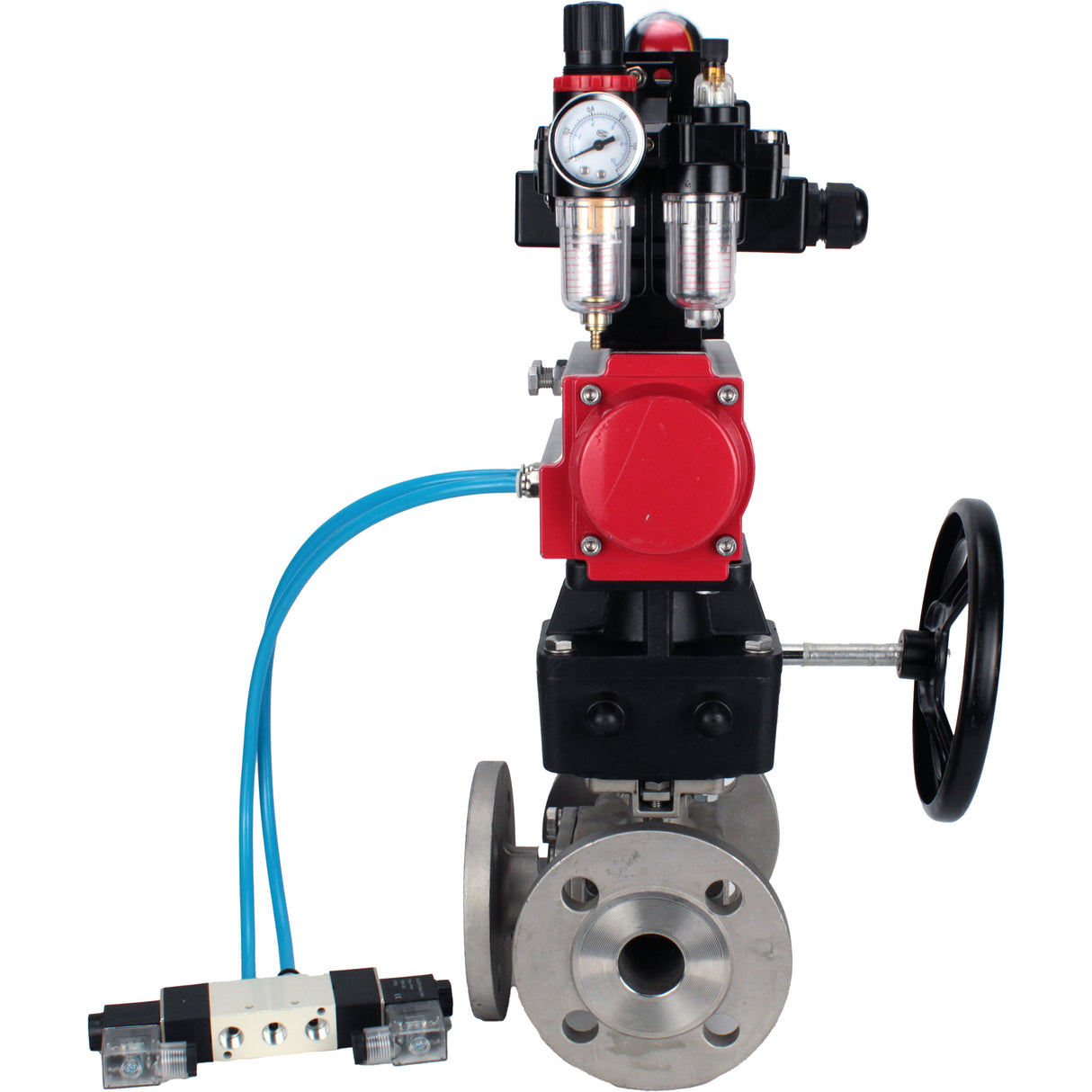 Ball valves Elephant BV3232P(4pc)-FP-3WL-F-ISO-H 16 bar full bore, flanged, body - stainless steel SS316, ISO flange F03/F04-F10/F12, square 9x9-19x19, s mon/drive PA-DA, mon/distribution 4V320-10 220V, LSU APL-410N EX, backup MON3-700-T38-ISO and ATU A