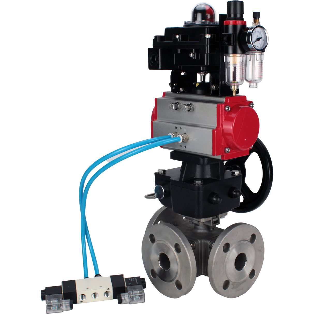 Ball valves Elephant BV3232P(4pc)-FP-3WL-F-ISO-H 16 bar full bore, flanged, body - stainless steel SS316, ISO flange F03/F04-F10/F12, square 9x9-19x19, s mon/drive PA-DA, mon/distribution 4V320-10 220V, LSU APL-410N EX, backup MON3-700-T38-ISO and ATU A