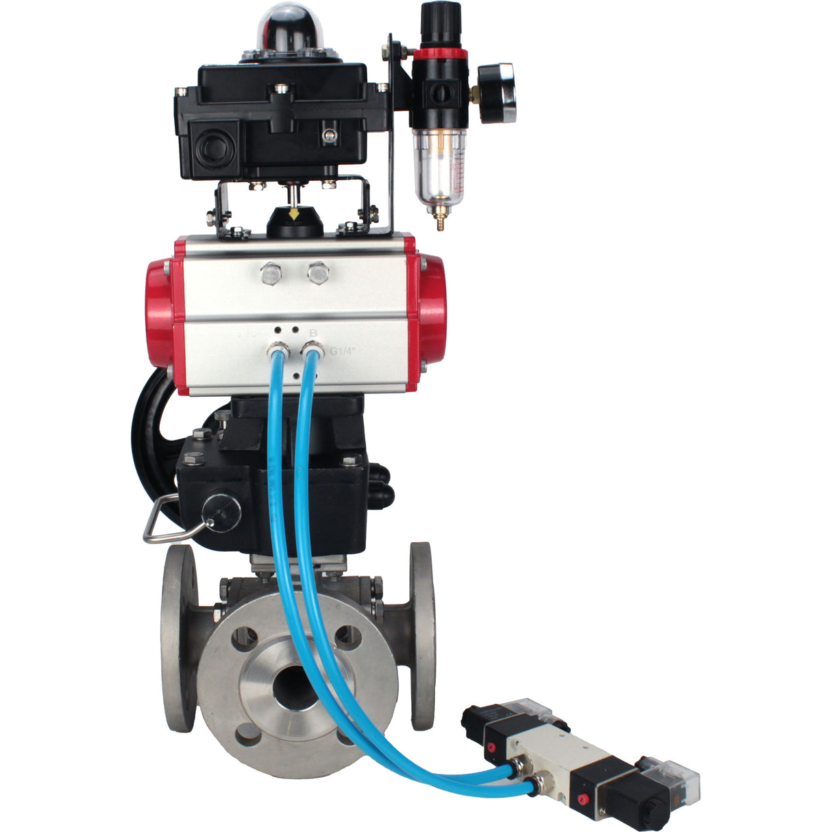 Ball valves Elephant BV3232P(4pc)-FP-3WL-F-ISO-H 16 bar full bore, flanged, body - stainless steel SS316, ISO flange F03/F04-F10/F12, square 9x9-19x19, s mon/drive PA-DA, mon/distribution 4V320-10 220V, LSU APL-410N EX, backup MON3-700-T38-ISO and ATU A