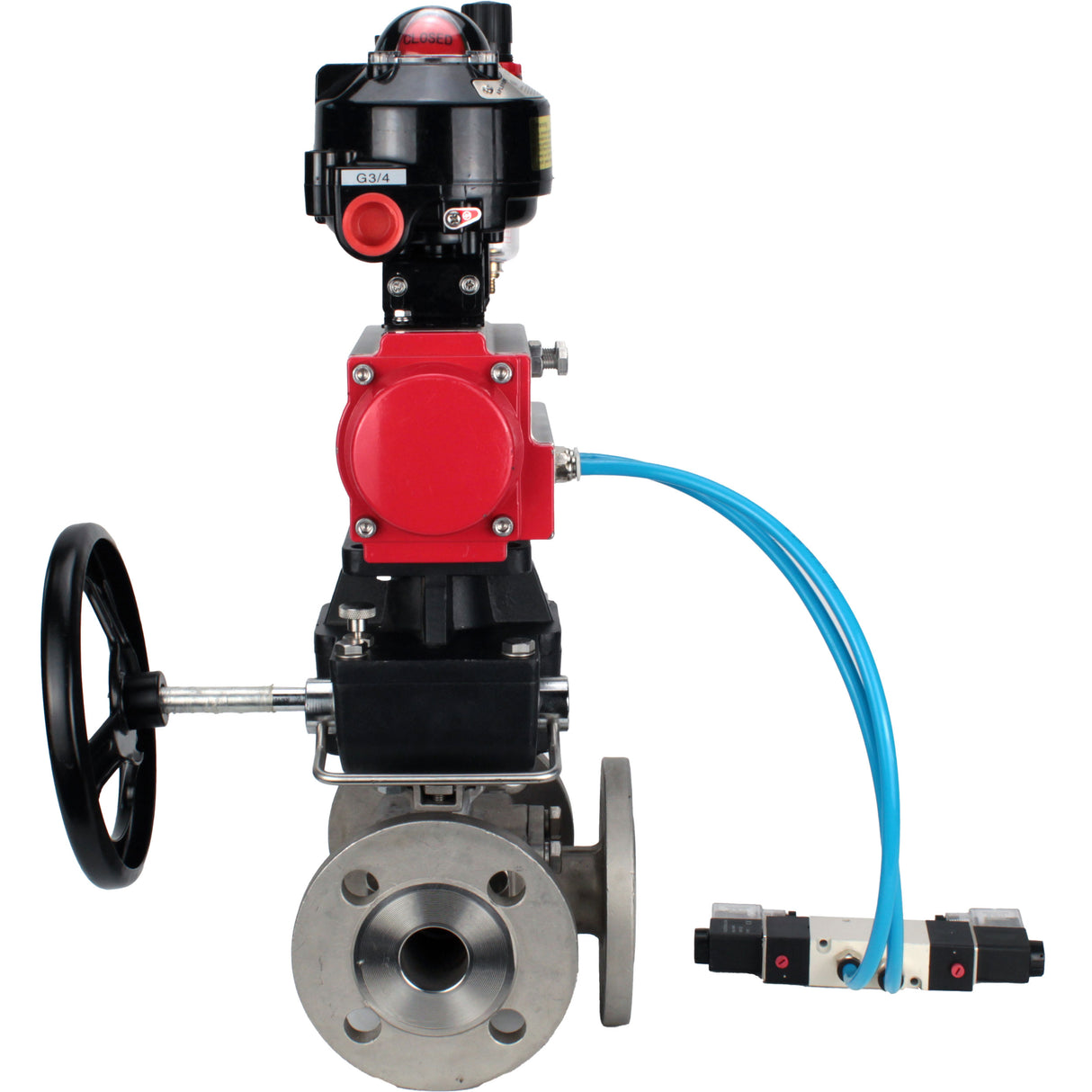 Ball valves Elephant BV3232P(4pc)-FP-3WL-F-ISO-H 16 bar full bore, flanged, body - stainless steel SS316, ISO flange F03/F04-F10/F12, square 9x9-19x19, s mon/drive PA-DA, mon/distribution 4V320-10 220V, LSU APL-510N EX, backup MON3-700-T38-ISO and ATU A