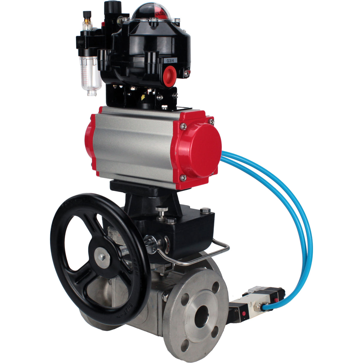 Ball valves Elephant BV3232P(4pc)-FP-3WL-F-ISO-H 16 bar full bore, flanged, body - stainless steel SS316, ISO flange F03/F04-F10/F12, square 9x9-19x19, s mon/drive PA-DA, mon/distribution 4V320-10 220V, LSU APL-510N EX, backup MON3-700-T38-ISO and ATU A