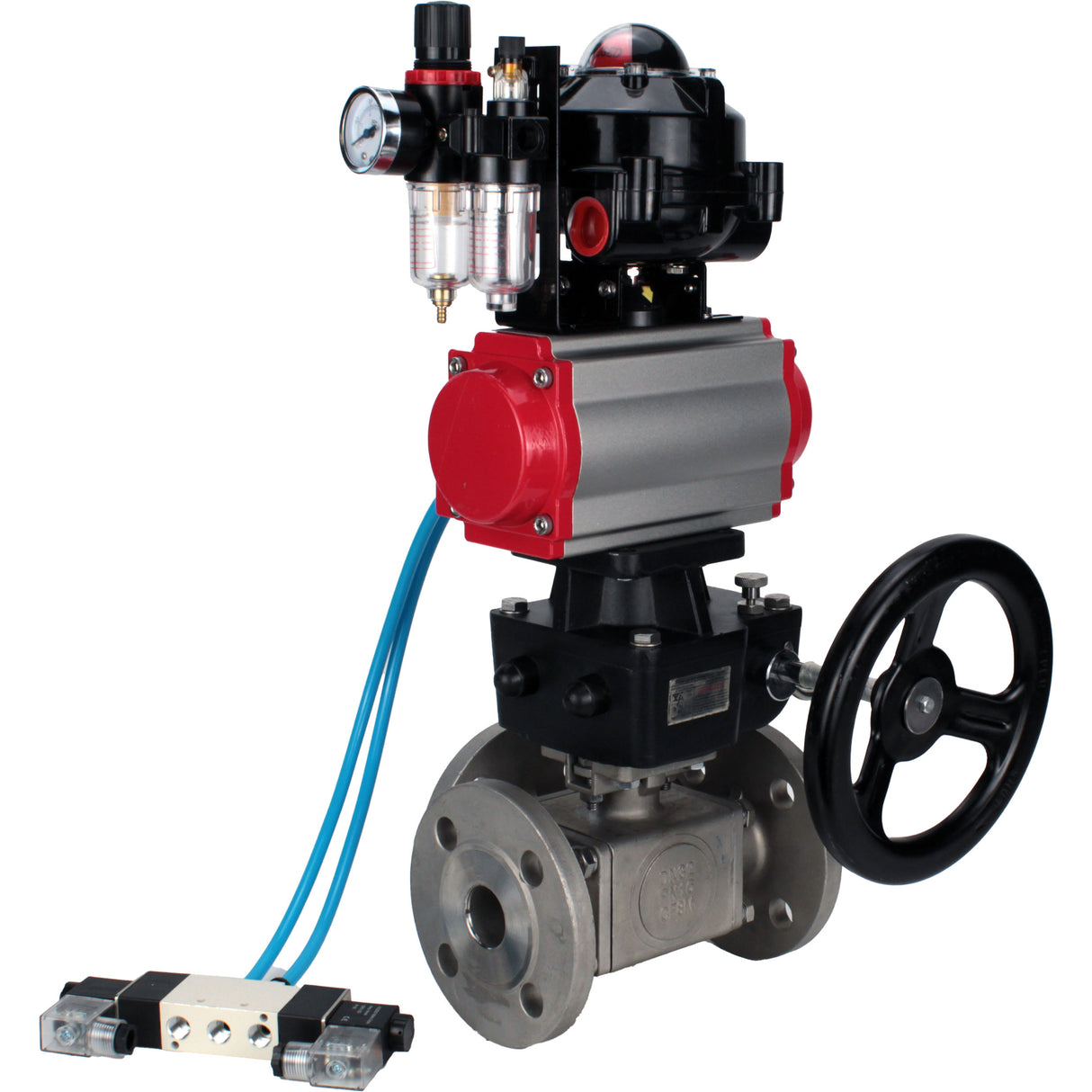 Ball valves Elephant BV3232P(4pc)-FP-3WL-F-ISO-H 16 bar full bore, flanged, body - stainless steel SS316, ISO flange F03/F04-F10/F12, square 9x9-19x19, s mon/drive PA-DA, mon/distribution 4V320-10 220V, LSU APL-510N EX, backup MON3-700-T38-ISO and ATU A