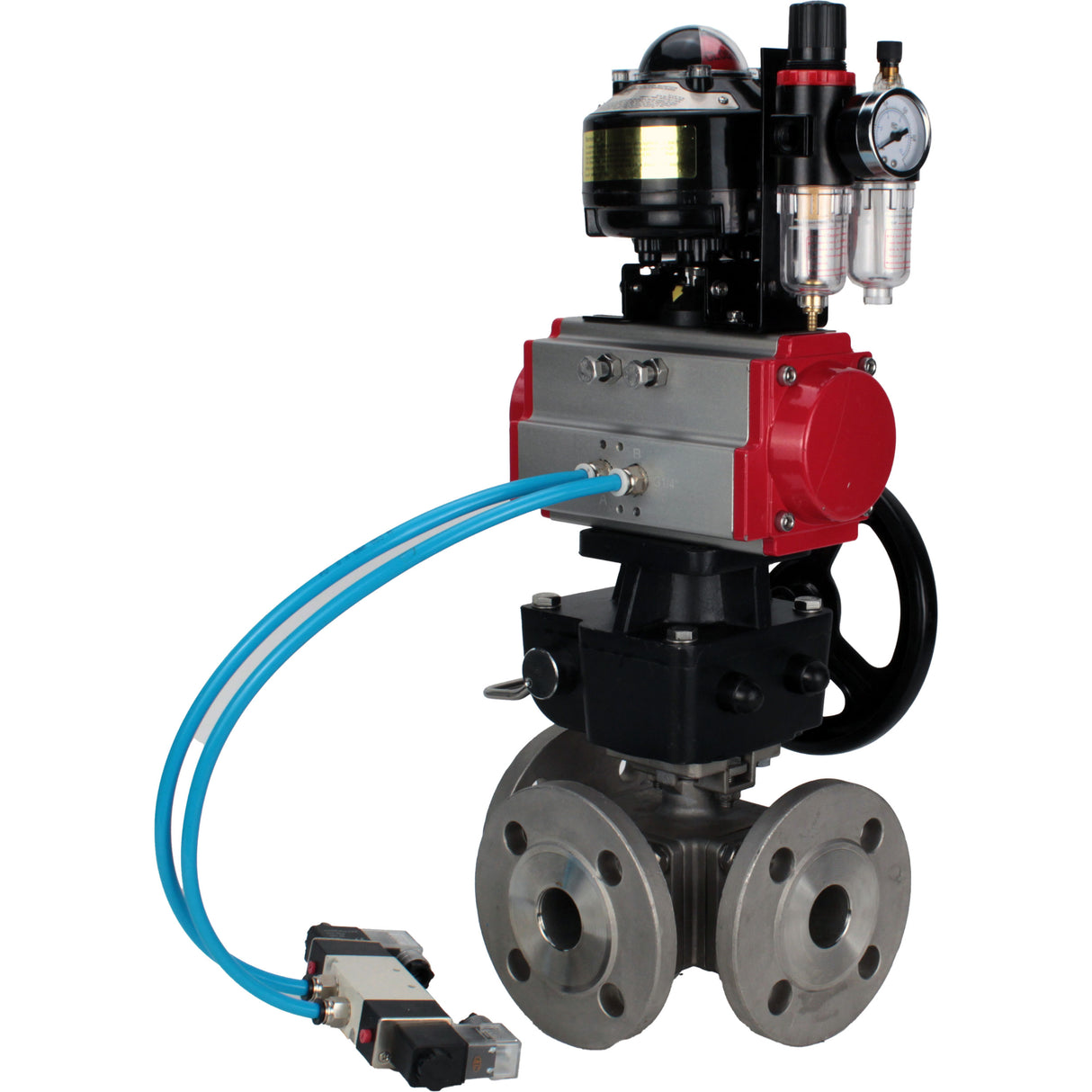 Ball valves Elephant BV3232P(4pc)-FP-3WL-F-ISO-H 16 bar full bore, flanged, body - stainless steel SS316, ISO flange F03/F04-F10/F12, square 9x9-19x19, s mon/drive PA-DA, mon/distribution 4V320-10 220V, LSU APL-510N EX, backup MON3-700-T38-ISO and ATU A