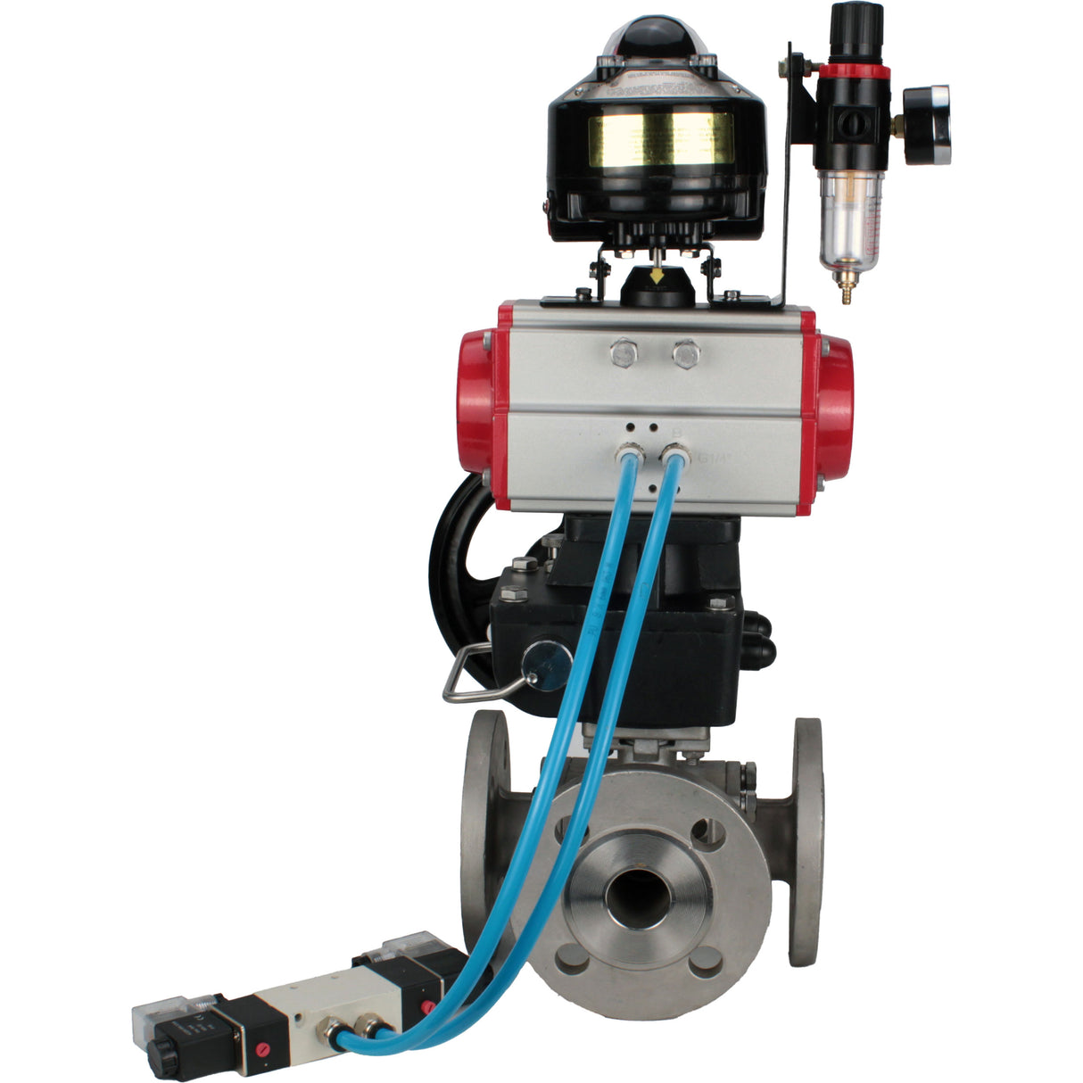 Ball valves Elephant BV3232P(4pc)-FP-3WL-F-ISO-H 16 bar full bore, flanged, body - stainless steel SS316, ISO flange F03/F04-F10/F12, square 9x9-19x19, s mon/drive PA-DA, mon/distribution 4V320-10 220V, LSU APL-510N EX, backup MON3-700-T38-ISO and ATU A