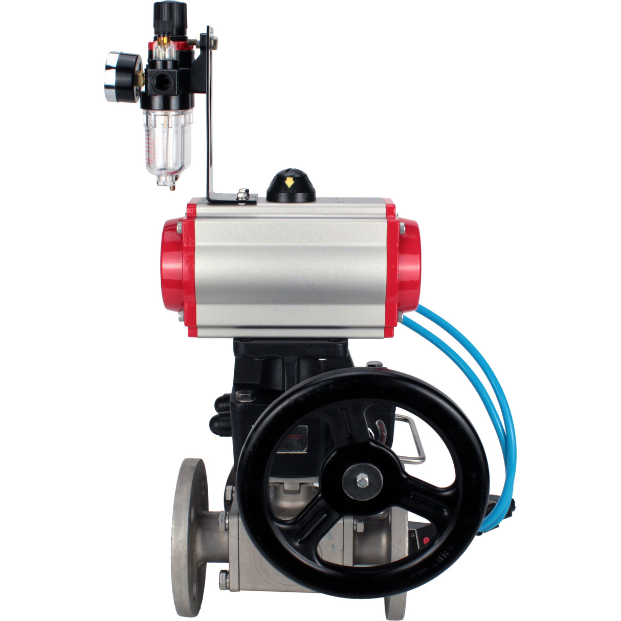 Ball valves Elephant BV3232P(4pc)-FP-3WL-F-ISO-H 16 bar full bore, flanged, body - stainless steel SS316, ISO flange F03/F04-F10/F12, square 9x9-19x19, with pneumatic drive PA-DA, mon/distribution 4V320-10 220V, Doubler MON3-700-T38-ISO and ATU AFC