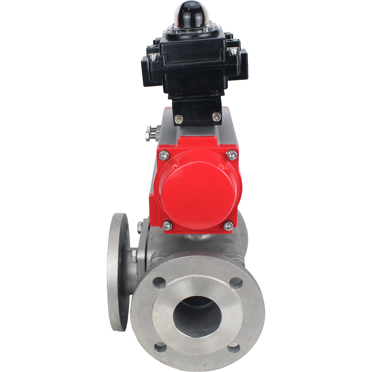 Ball valves Elephant BV3232P(4pc)-FP-3WL-F-ISO-H 16 bar full bore, flanged, body - stainless steel SS316, ISO flange F03/F04-F10/F12, square 9x9-19x19, with pneumatic drive Elephant PA-DA double action and LSU APL-410N EX