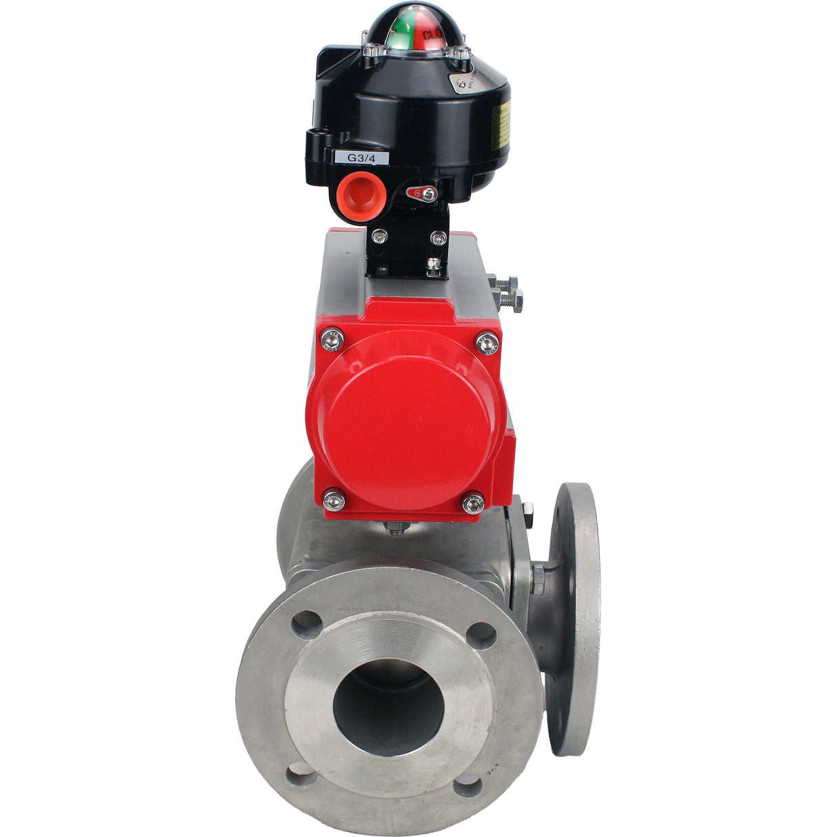Ball valves Elephant BV3232P(4pc)-FP-3WL-F-ISO-H 16 bar full bore, flanged, body - stainless steel SS316, ISO flange F03/F04-F10/F12, square 9x9-19x19, with pneumatic drive Elephant PA-DA double action and LSU APL-510N EX