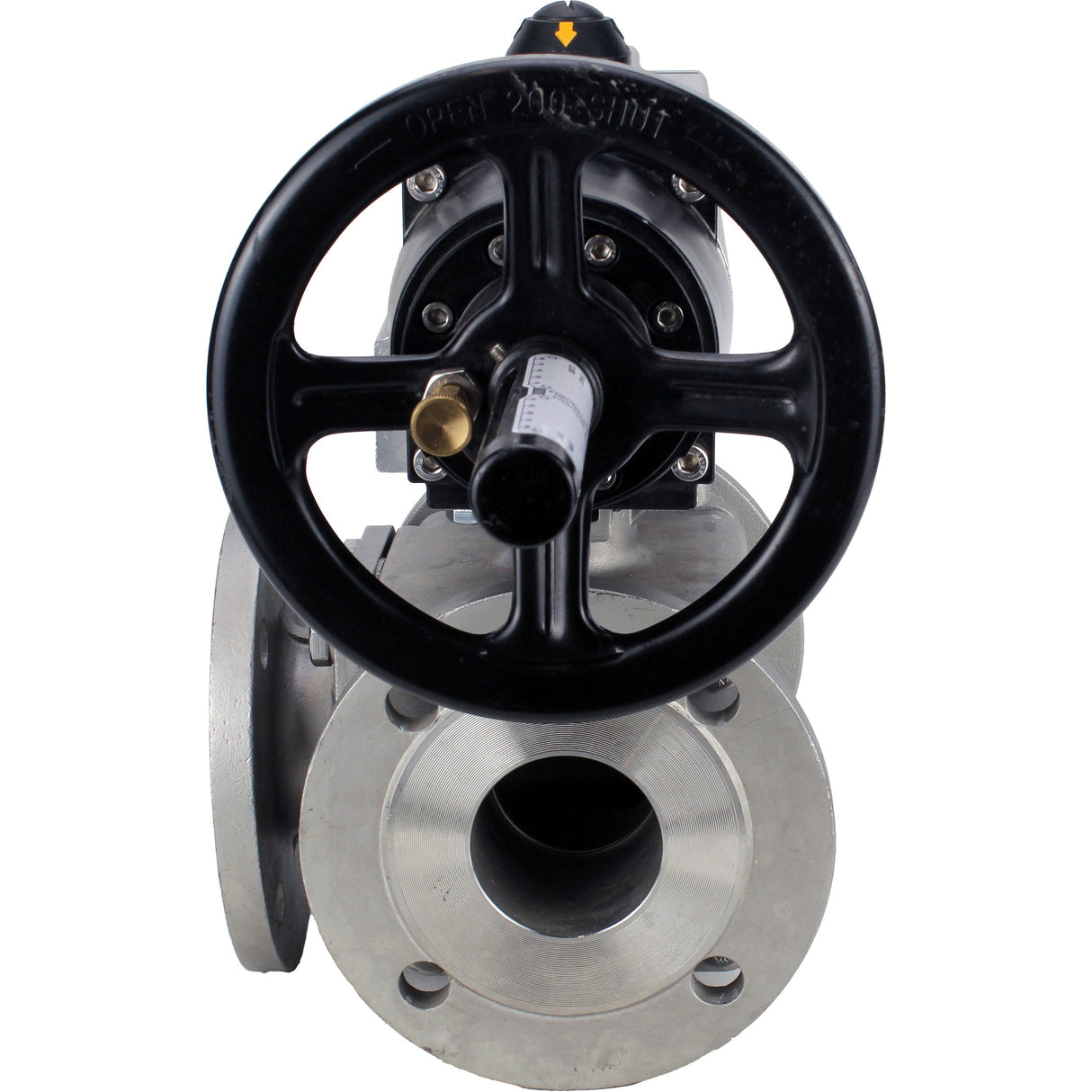 Ball valves Elephant BV3232P(4pc)-FP-3WL-F-ISO-H DN100 16 bar full bore, flanged, body - stainless steel SS316, ISO flange F10/F12, square 19x19, with double pneumatic actuator PA-DA-105-1 actions