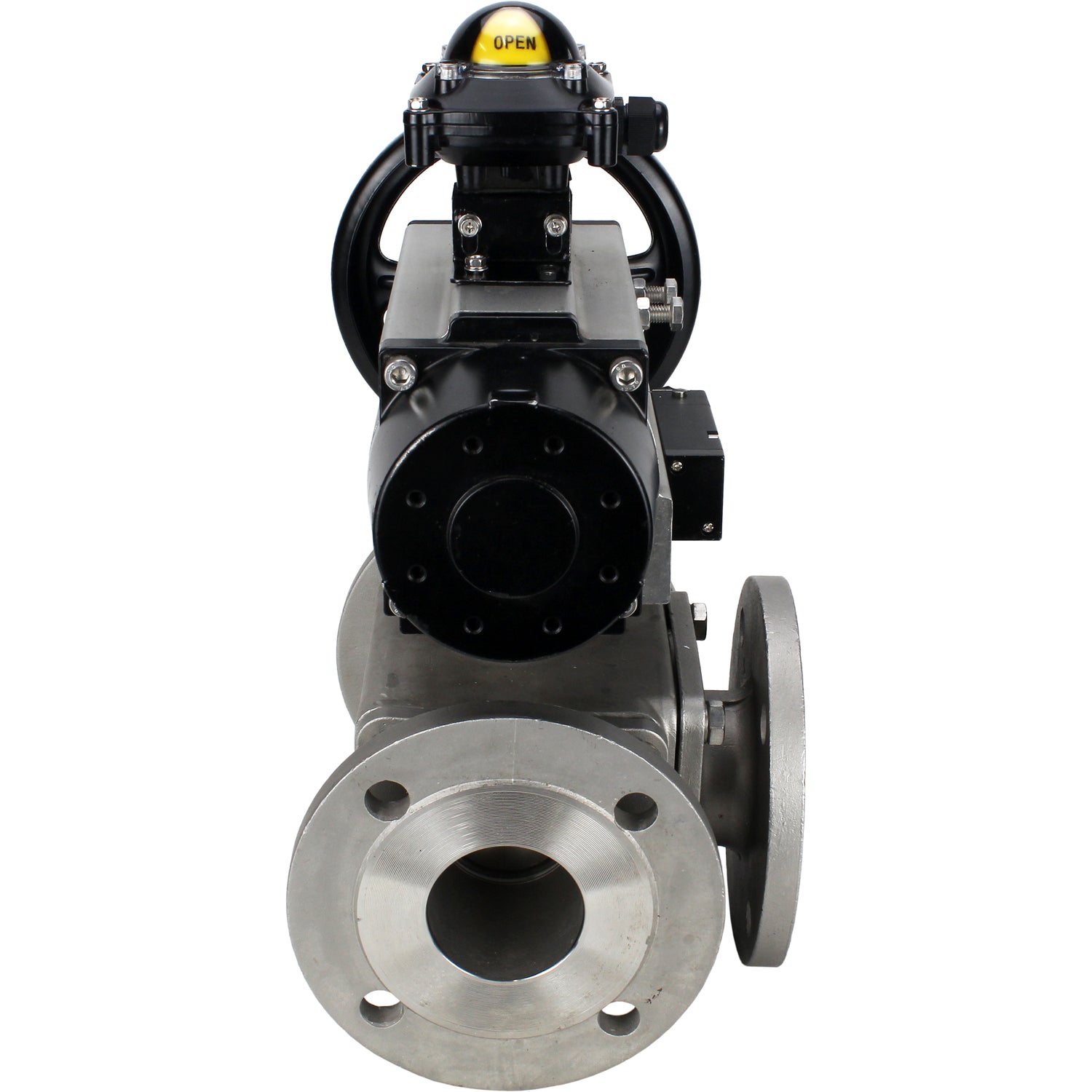 Ball valves Elephant BV3232P(4pc)-FP-3WL-F-ISO-H DN100 16 bar full bore, flanged, body - stainless steel SS316, ISO flange F10/F12, square 19x19, with double pneumatic actuator PA-DA-105-1 action, pneumatic distributor 4M310-08 24V and LSU APL-210N