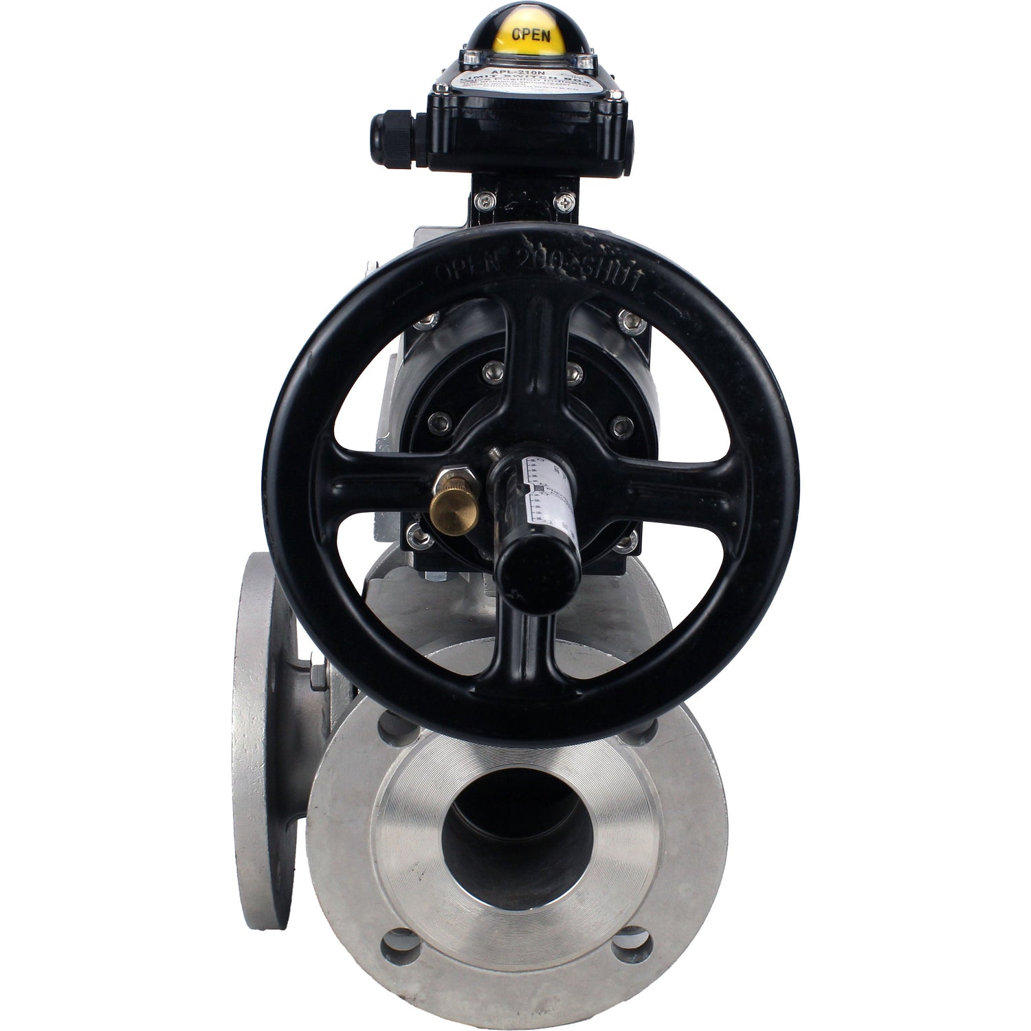 Ball valves Elephant BV3232P(4pc)-FP-3WL-F-ISO-H DN100 16 bar full bore, flanged, body - stainless steel SS316, ISO flange F10/F12, square 19x19, with double pneumatic actuator PA-DA-105-1 actions and LSU APL-210N