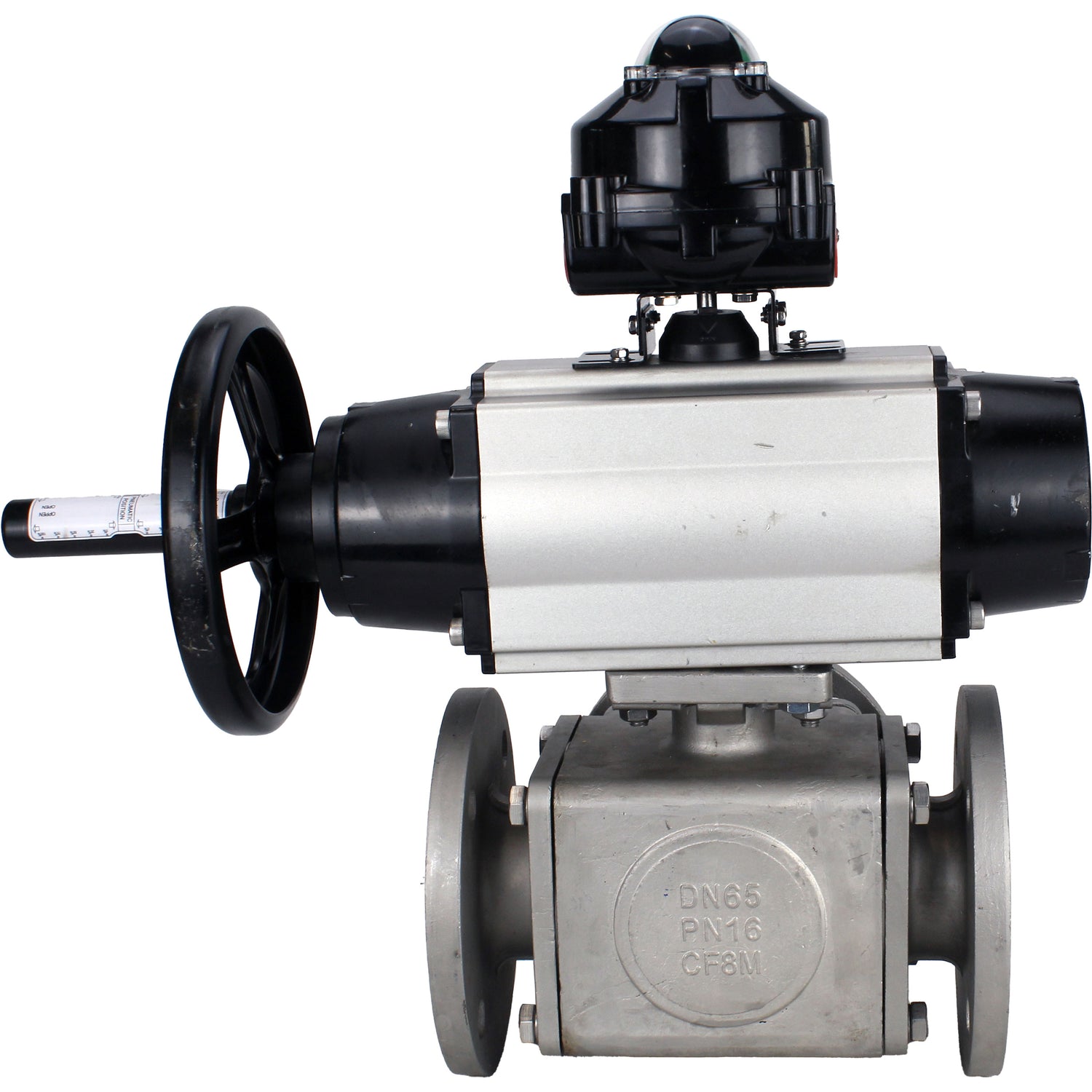 Ball valves Elephant BV3232P(4pc)-FP-3WL-F-ISO-H DN100 16 bar full bore, flanged, body - stainless steel SS316, ISO flange F10/F12, square 19x19, with double pneumatic actuator PA-DA-105-1 actions and LSU APL-510N EX