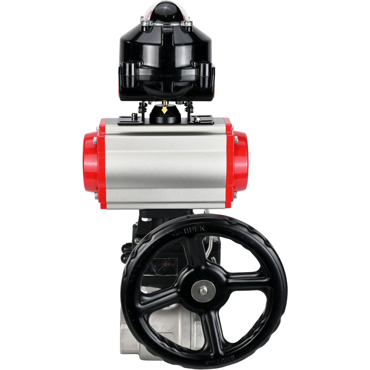 Ball valves Elephant BV3232P(2pc)-FP-T-ISO-H threaded, full bore, stainless steel body. steel SS316, seal - PTFE, with pneumatic drive Elephant PA-DA 052-105 pneumatic distributor 4M310-08 NAMUR 220V gearbox MON LSU APL-510N-EX