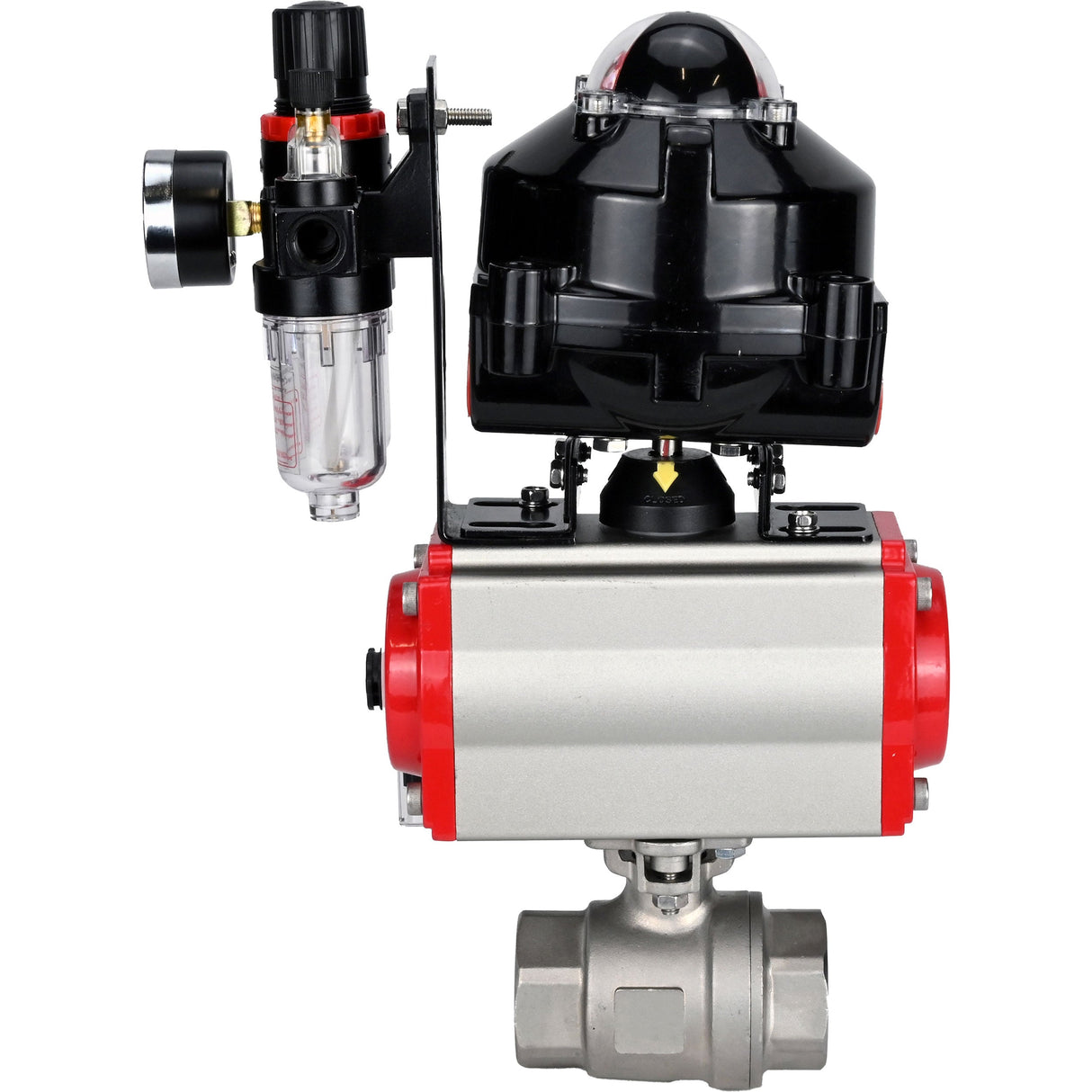 Ball valves Elephant BV3232P(2pc)-FP-T-ISO-H threaded, full bore, stainless steel body. steel SS316, seal - PTFE, with pneumatic drive Elephant PA-DA 052-105 pneumatic distributor 4M310-08 NAMUR 220V ATU AFC2000 LSU APL-510N-EX