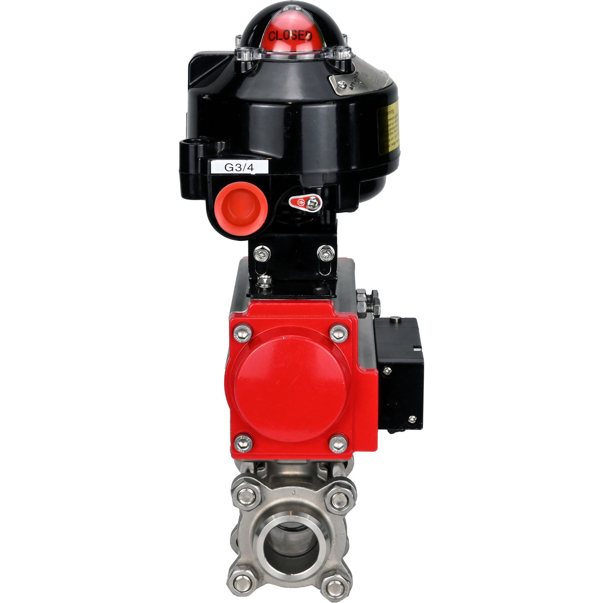 Ball valves Elephant BV3232P(3pc)-FP-W-ISO-H for welding, full bore, body - stainless steel SS316, seal - PTFE, with pneumatic actuator Elephant PA-DA 052- 083 pneumatic distributor 4M310-08 NAMUR 220V LSU APL-510N-EX