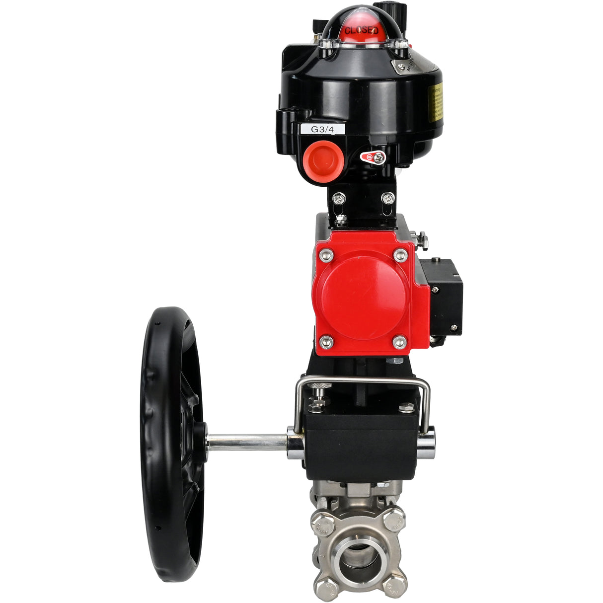 Ball valves Elephant BV3232P(3pc)-FP-W-ISO-H for welding, full bore, body - stainless steel SS316, seal - PTFE, with pneumatic drive PA-DA-052- 083 pneumatic distributor 4M310-08 NAMUR 24V gearbox MON ATU AFC2000 LSU APL-510N-EX