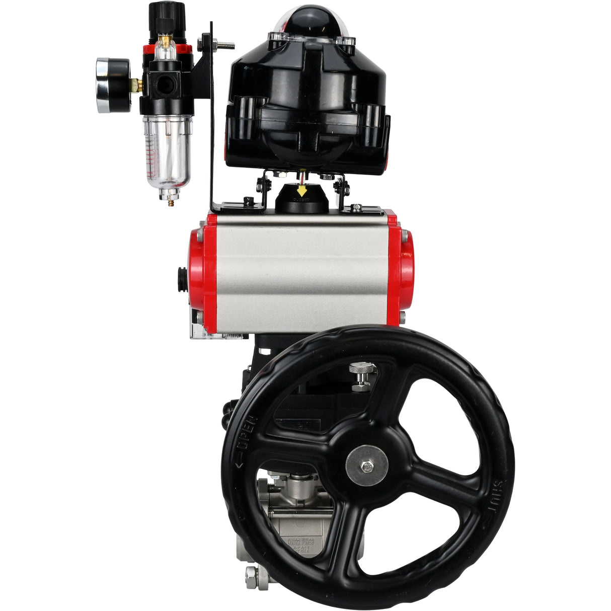 Ball valves Elephant BV3232P(3pc)-FP-W-ISO-H for welding, full bore, body - stainless steel SS316, seal - PTFE, with pneumatic drive PA-DA-052- 083 pneumatic distributor 4M310-08 NAMUR 24V gearbox MON ATU AFC2000 LSU APL-510N-EX