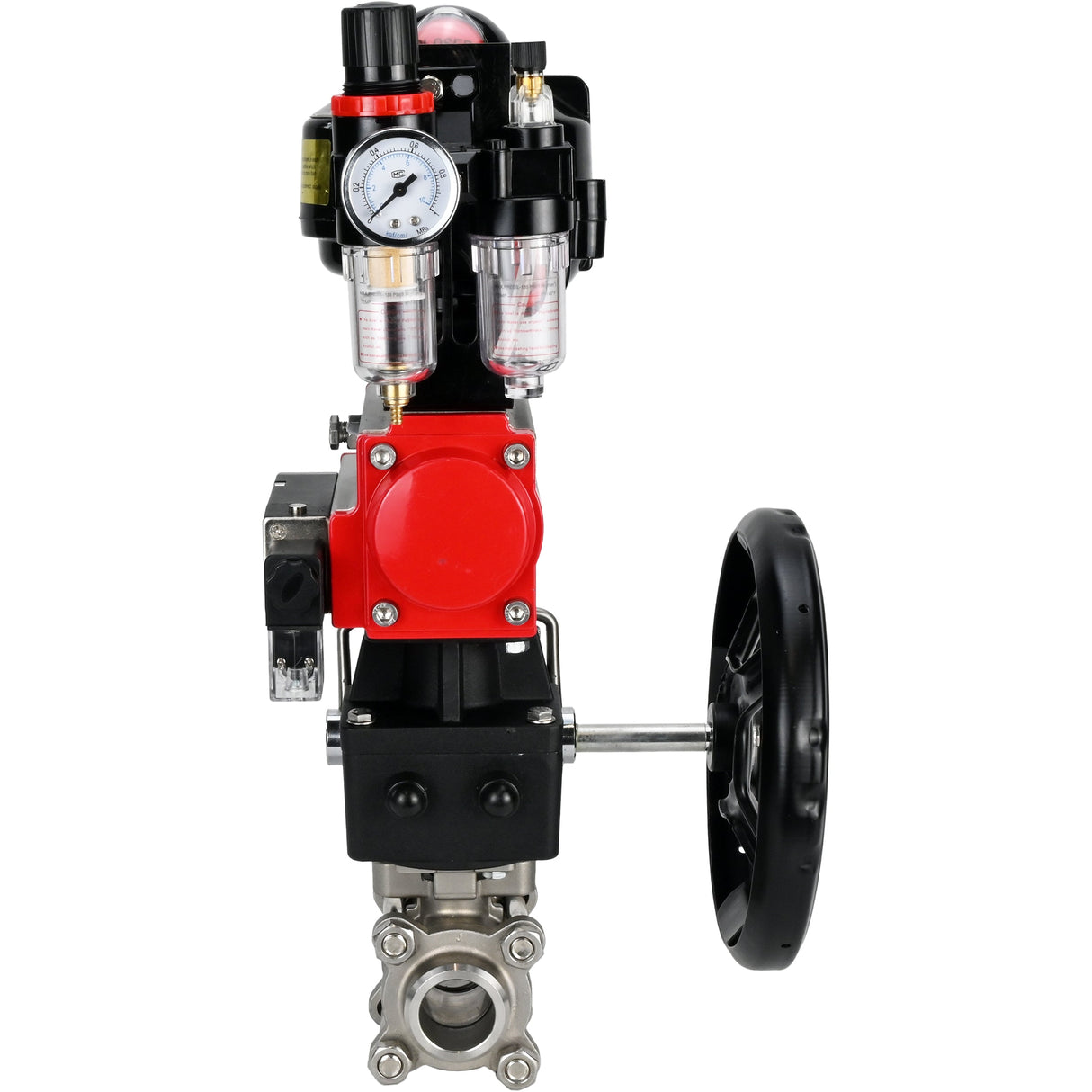 Ball valves Elephant BV3232P(3pc)-FP-W-ISO-H for welding, full bore, body - stainless steel SS316, seal - PTFE, with pneumatic drive PA-DA-052- 083 pneumatic distributor 4M310-08 NAMUR 220V gearbox MON ATU AFC2000 LSU APL-510N-EX