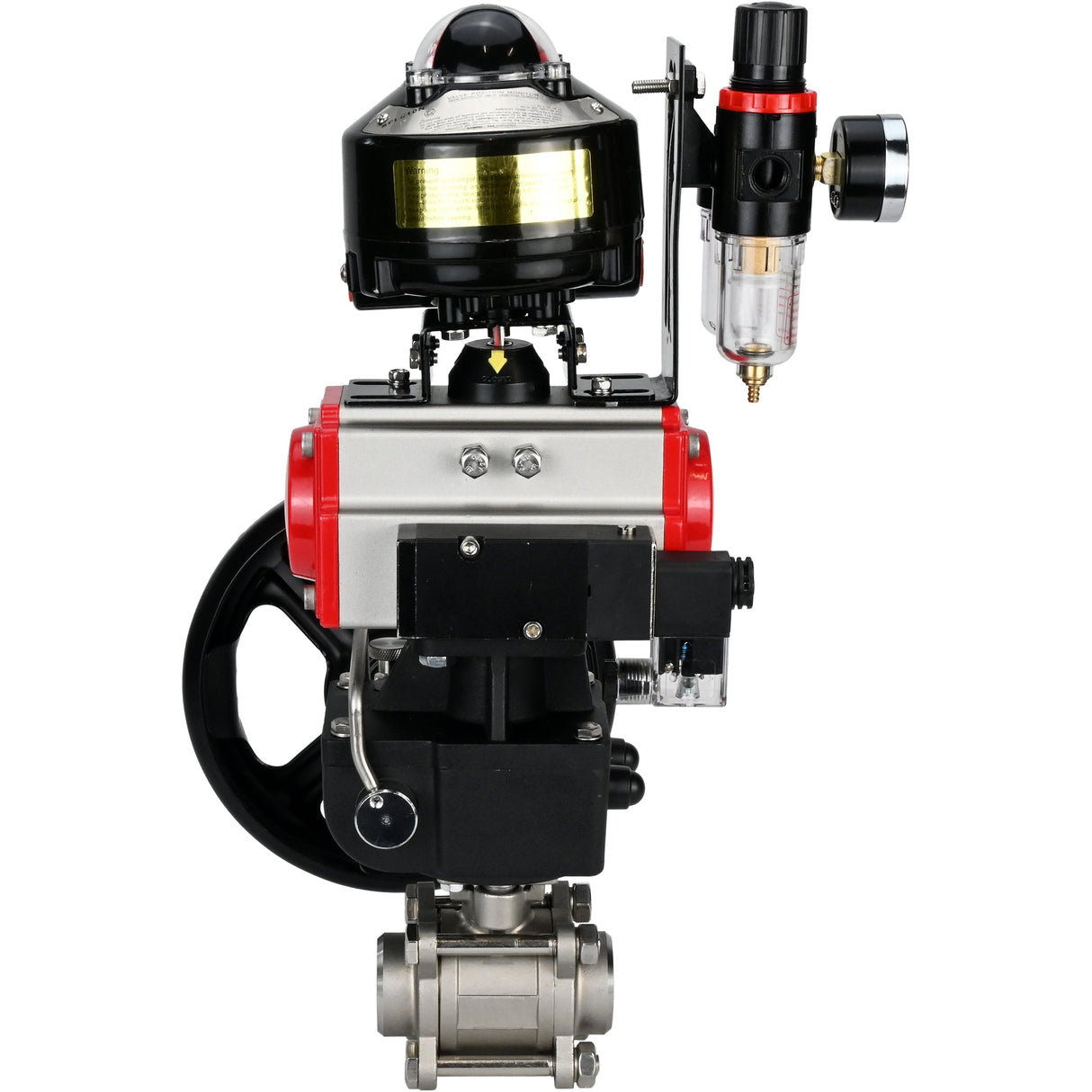 Ball valves Elephant BV3232P(3pc)-FP-W-ISO-H for welding, full bore, body - stainless steel SS316, seal - PTFE, with pneumatic drive PA-DA-052- 083 pneumatic distributor 4M310-08 NAMUR 220V gearbox MON ATU AFC2000 LSU APL-510N-EX