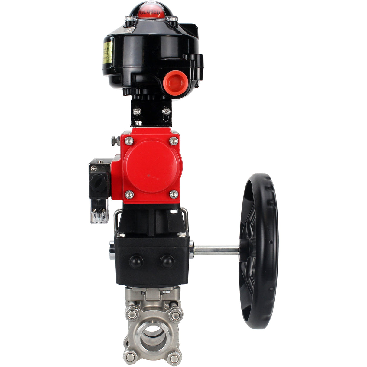 Ball valves Elephant BV3232P(3pc)-FP-W-ISO-H for welding, full bore, stainless steel body. steel SS316, seal - PTFE, with pneumatic drive Elephant PA-DA 052-083 pneumatic distributor 4M310-08 NAMUR 220V gearbox MON LSU APL-510N-EX