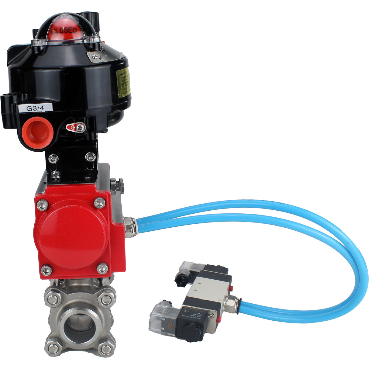 Ball valves Elephant BV3232P(3pc)-FP-W-ISO-H for welding, full bore, stainless steel body. steel SS316, seal - PTFE, with pneumatic actuator Elephant PA-DA 052-083 pneumatic distributor 4V320-10 ATU AFC2000 LSU APL-510N-EX